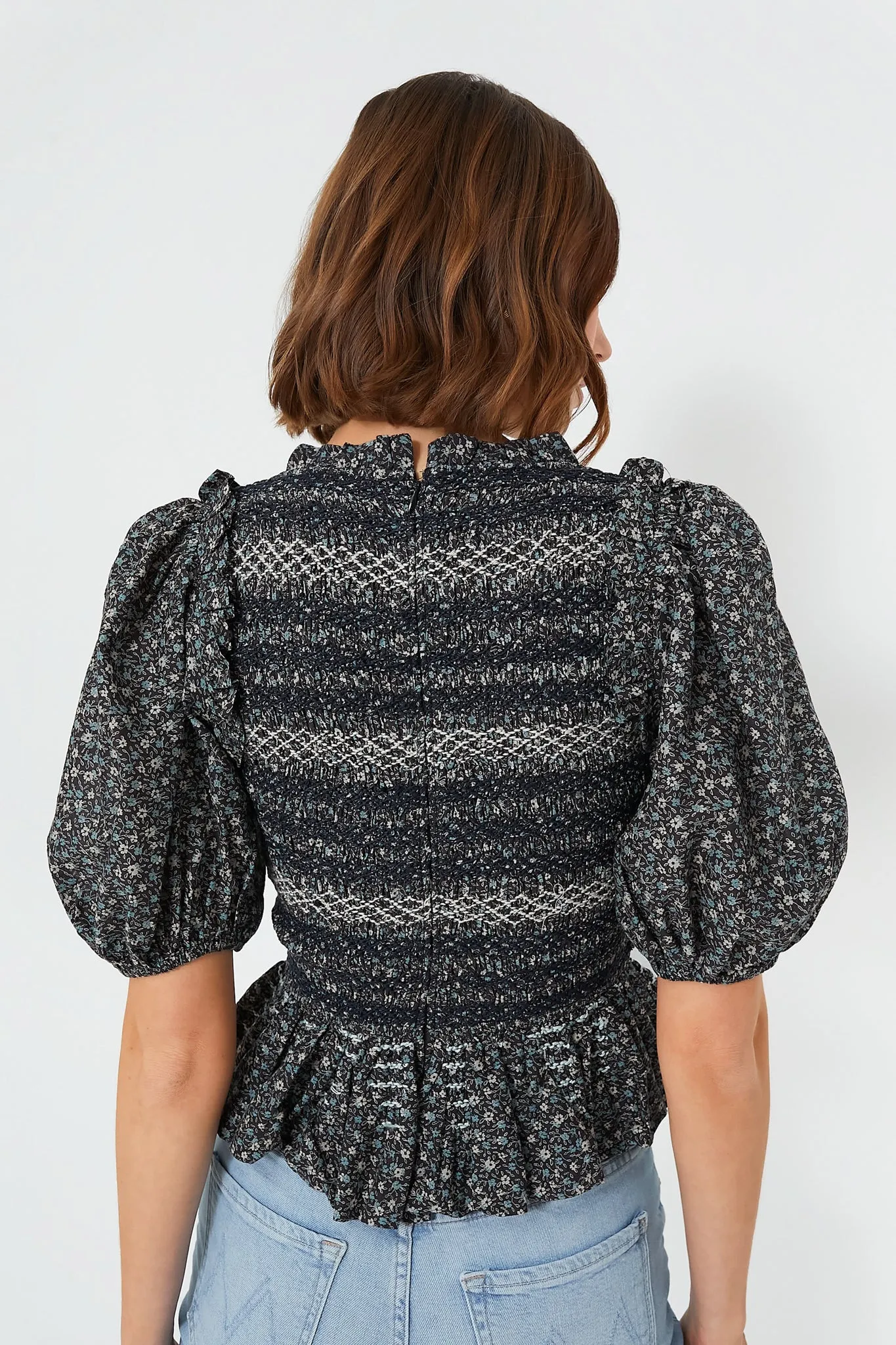 Multi Maia Floral Print Puff Sleeve Smocked Top sold by Tuckernuck product image thumbnail 4