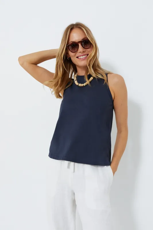 Navy Anthos Cotton Tank sold by Tuckernuck