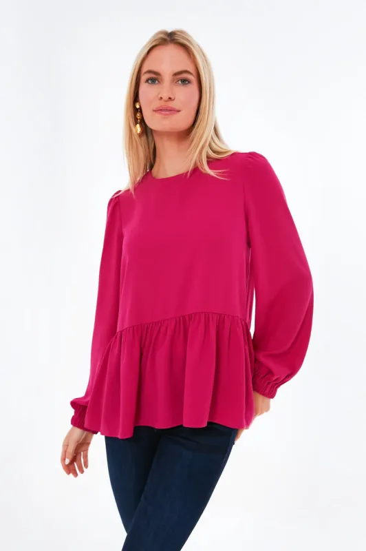 Fuchsia Carlota Peplum Blouse made by Tuckernuck
