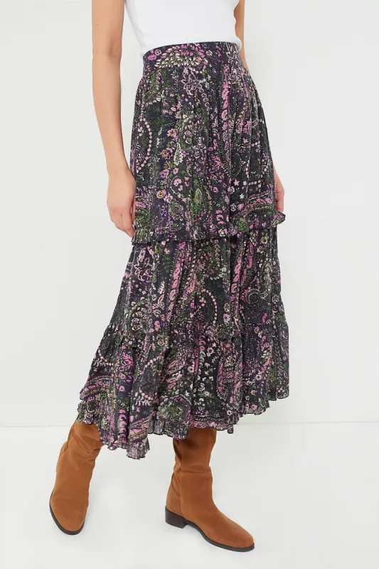 Caymen Paisley Purple Darcy Ankle Skirt sold by Tuckernuck