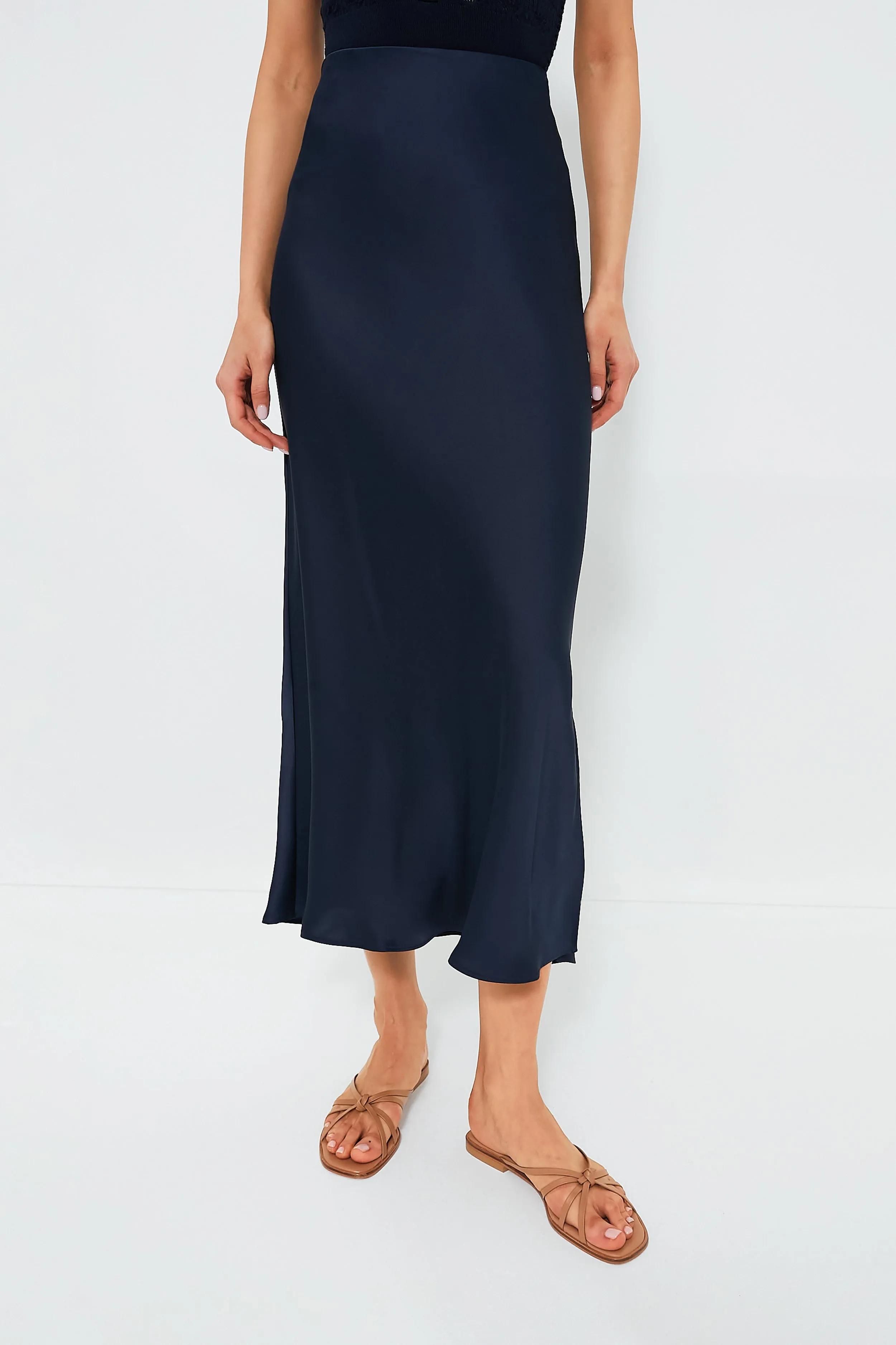 Nautical Navy Silky Slip Skirt sold by Tuckernuck