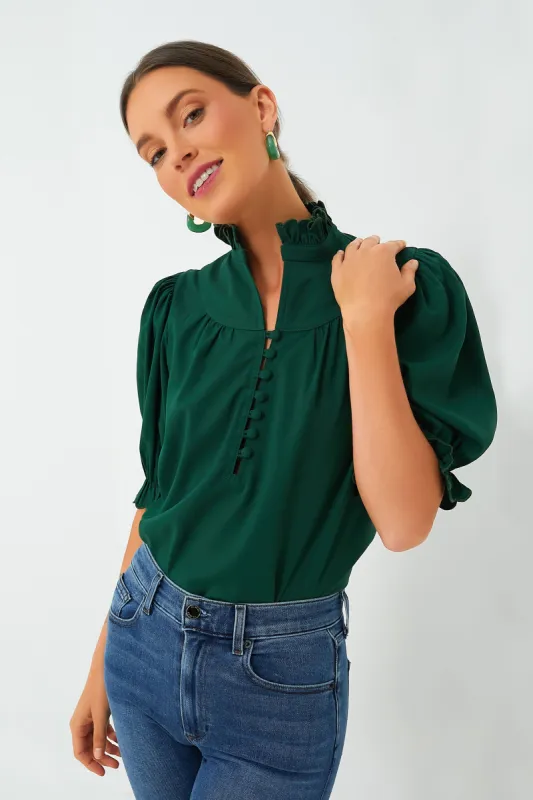 Hunter Green Selena Blouse sold by Tuckernuck