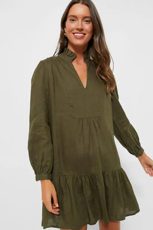 Olive Green Linen Palmerston Dress sold by Tuckernuck