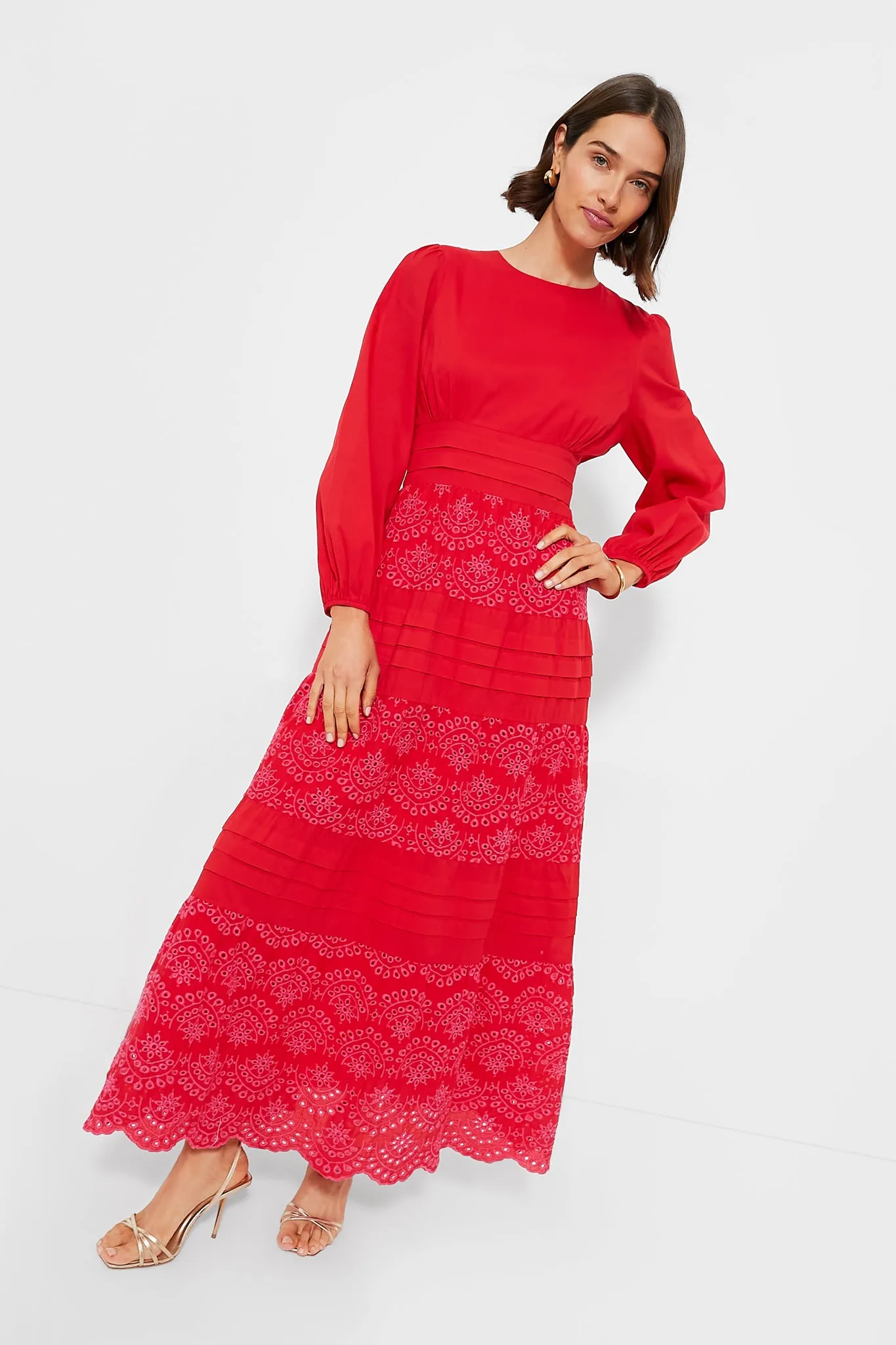 Red Eyelet Lola Maxi Dress sold by Tuckernuck