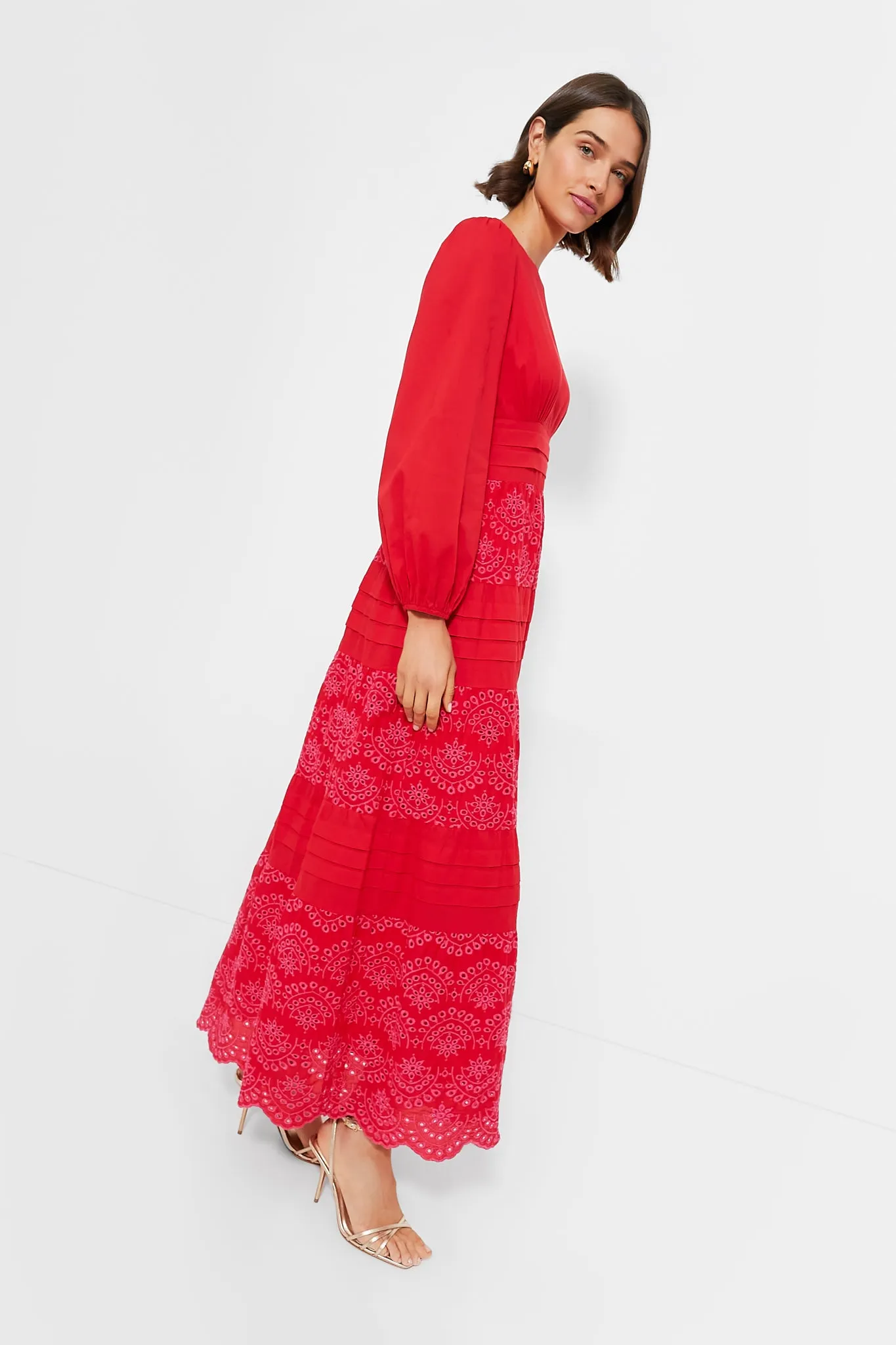 Red Eyelet Lola Maxi Dress sold by Tuckernuck product image thumbnail 3