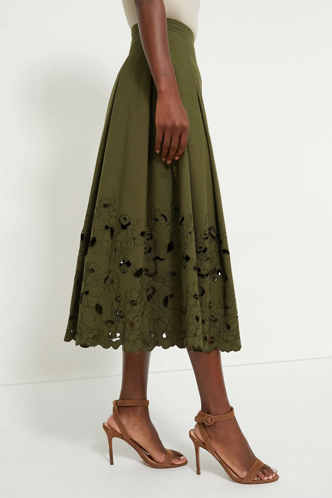 Olive Volume Hem Pleat Detail Skirt sold by Tuckernuck product image thumbnail 3