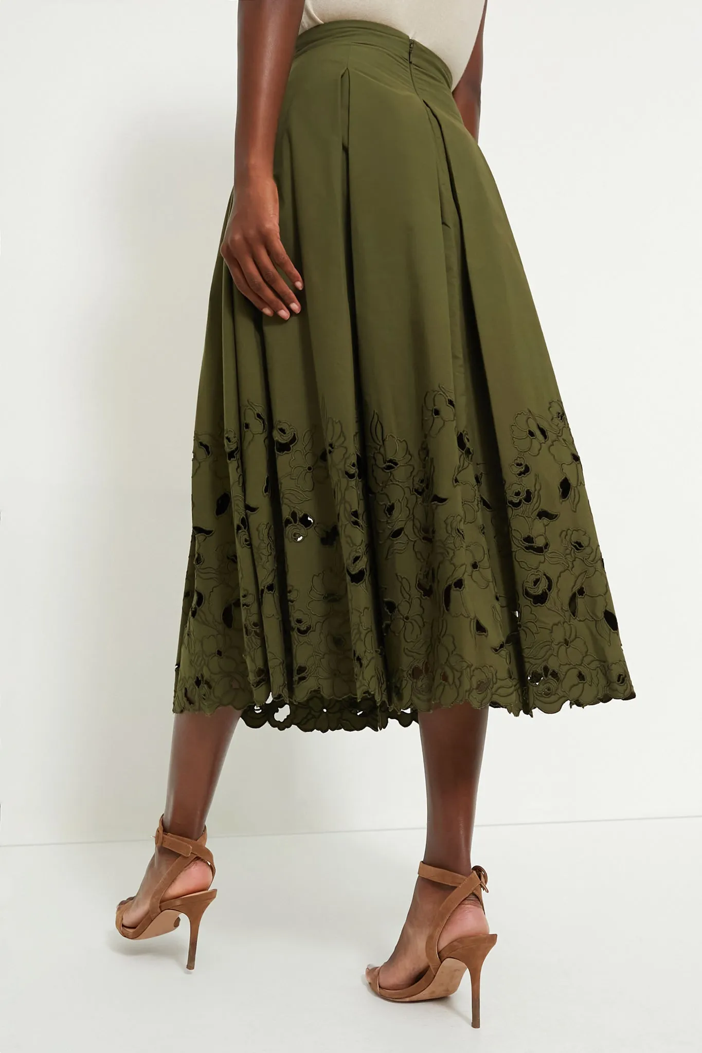 Olive Volume Hem Pleat Detail Skirt sold by Tuckernuck product image thumbnail 4