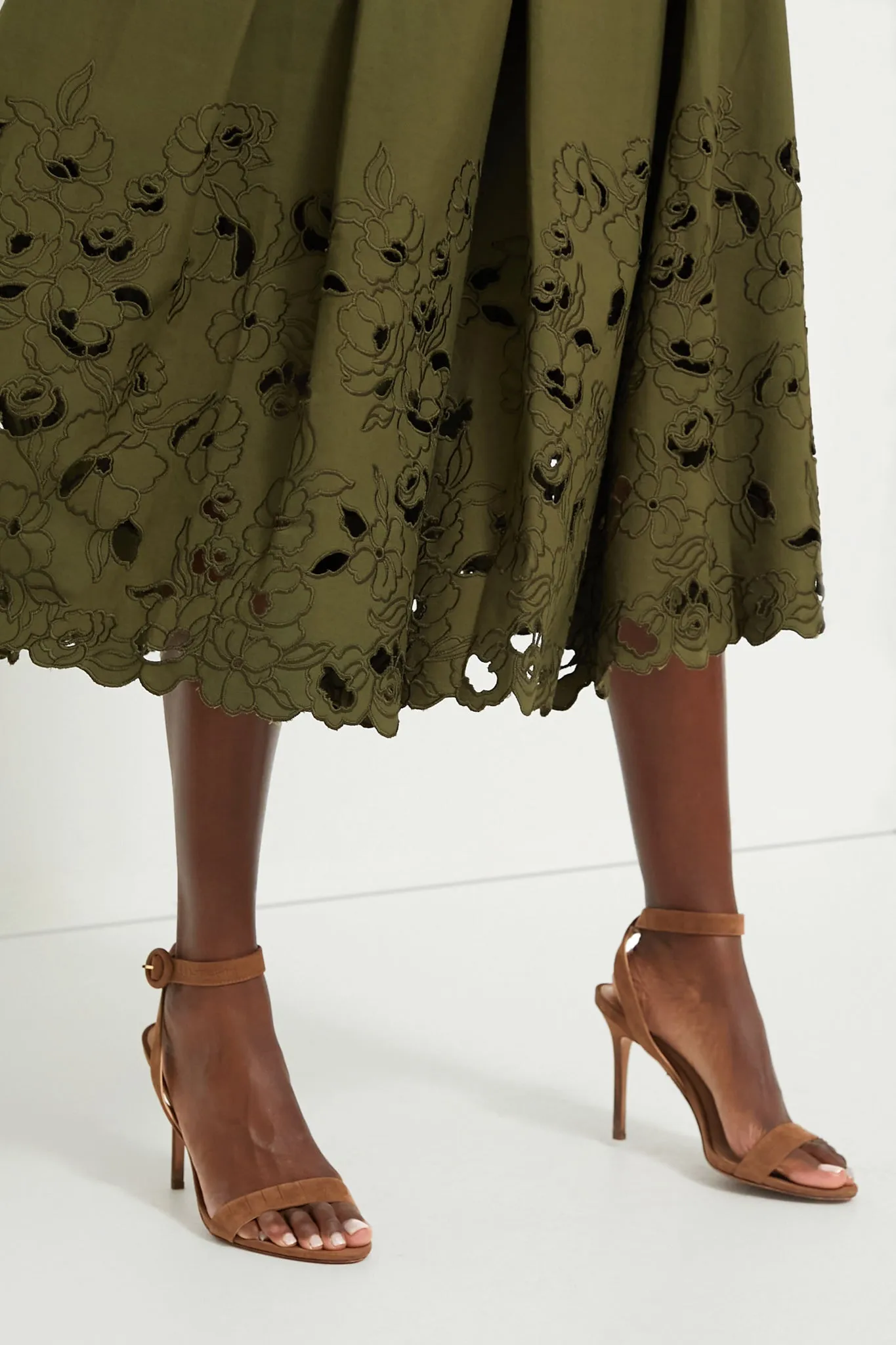 Olive Volume Hem Pleat Detail Skirt sold by Tuckernuck product image thumbnail 5