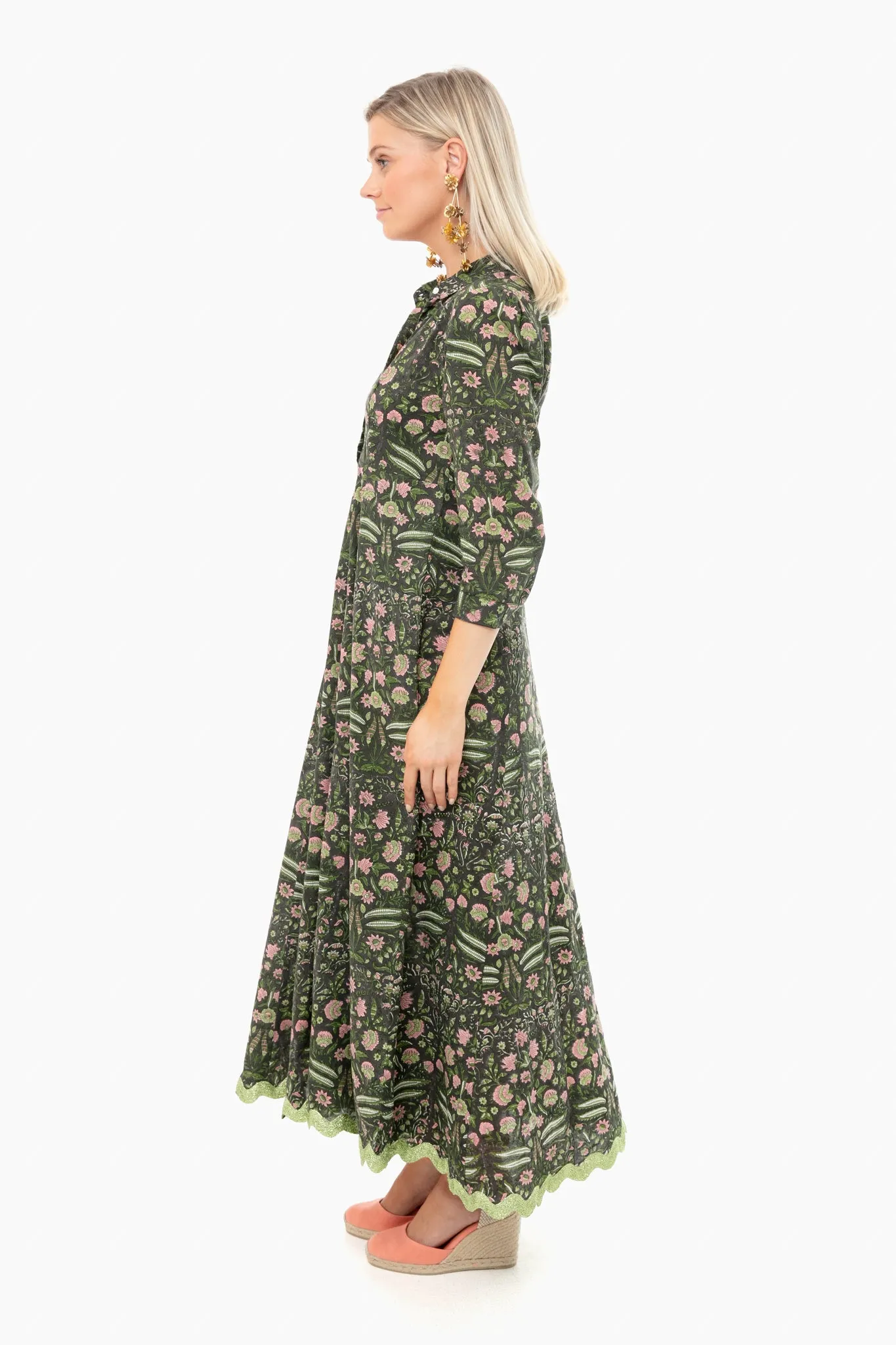 Black and Pistachio 3/4 Sleeve Maxi Shirt Dress sold by Tuckernuck product image thumbnail 3