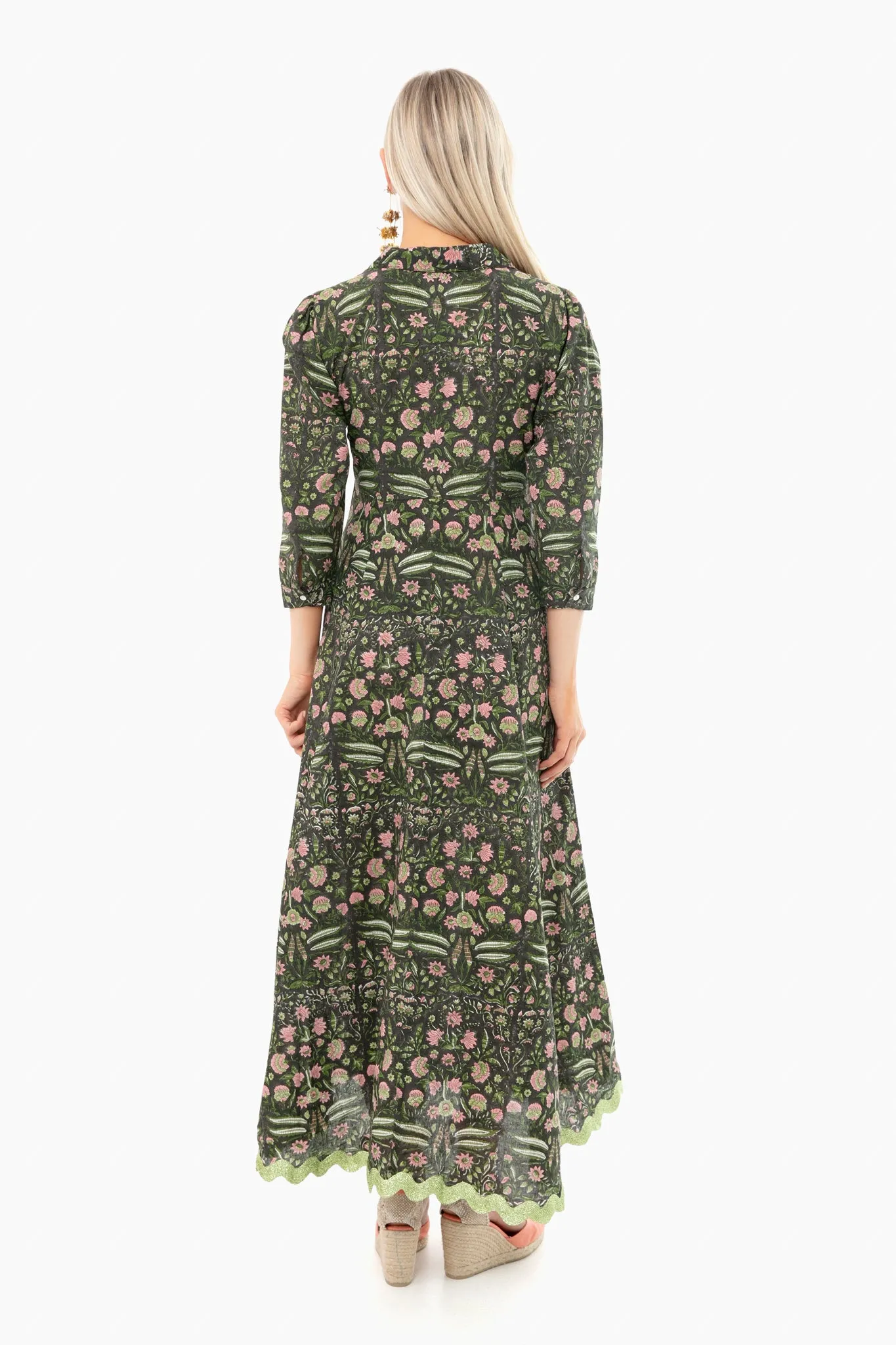 Black and Pistachio 3/4 Sleeve Maxi Shirt Dress sold by Tuckernuck product image thumbnail 4