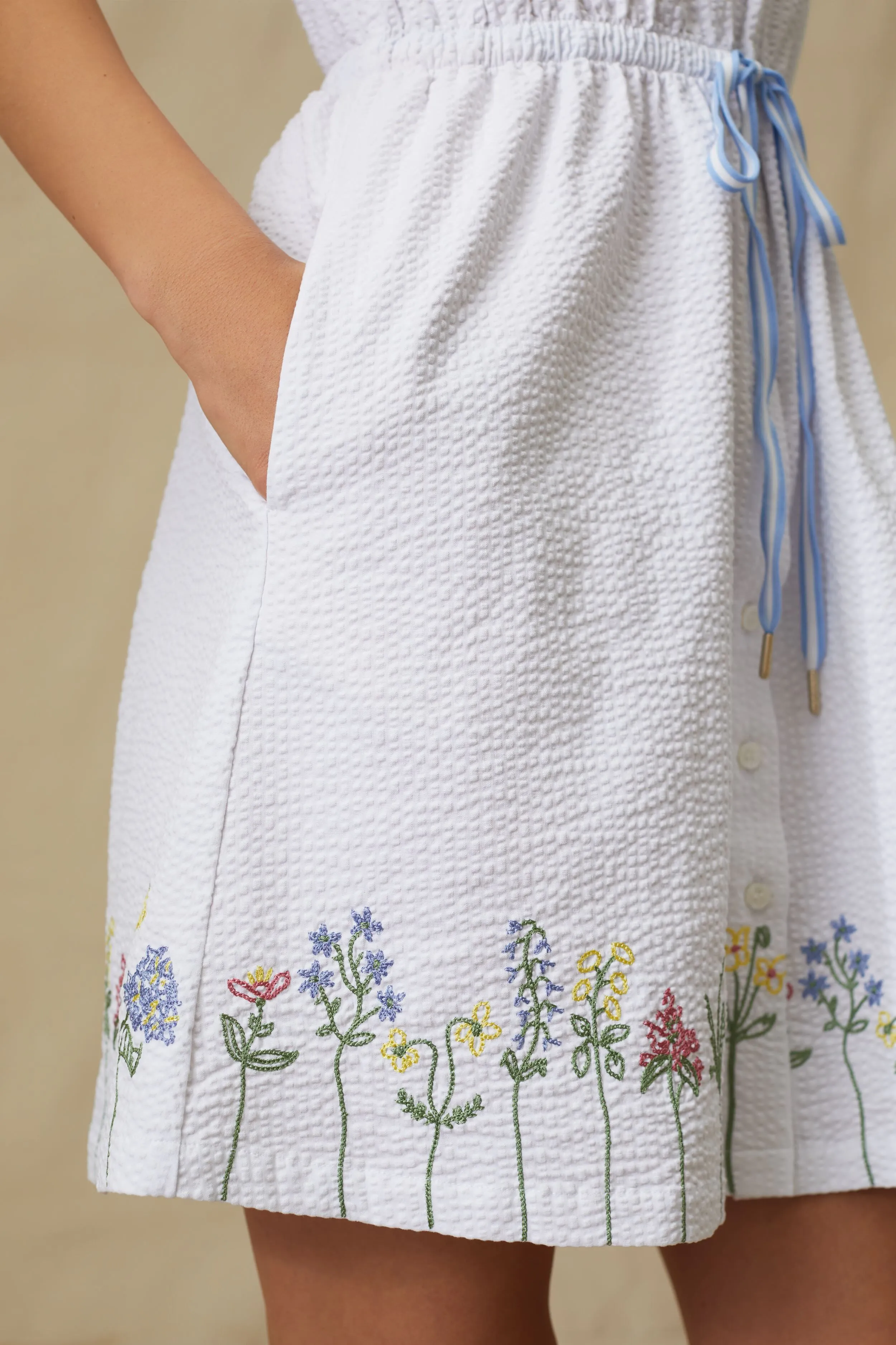 White Embroidered Sleeveless Seersucker Alcott Golf Dress sold by Tuckernuck product image thumbnail 5