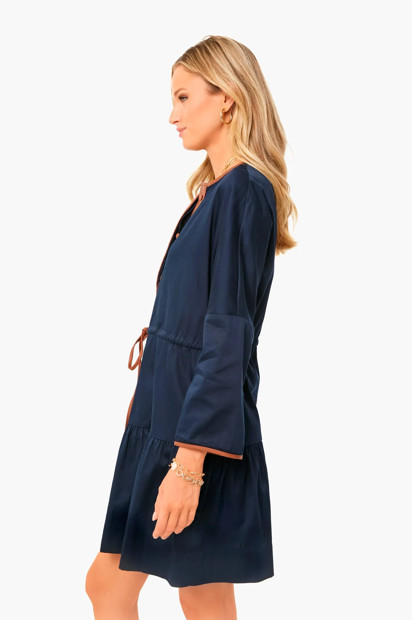Navy with Leather Lucy Dress sold by Tuckernuck product image thumbnail 4