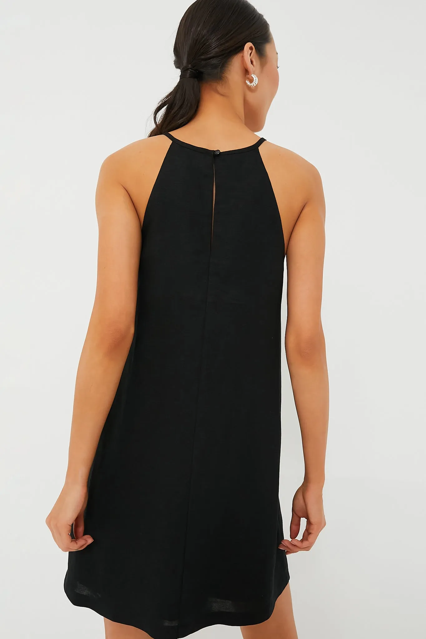 Black Linen High Neck Short Dress sold by Tuckernuck product image thumbnail 4