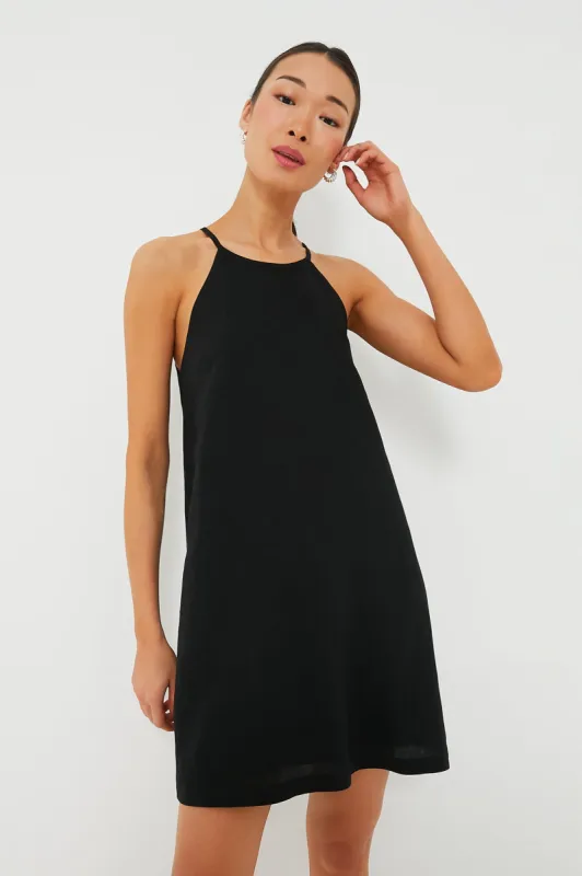 Black Linen High Neck Short Dress sold by Tuckernuck