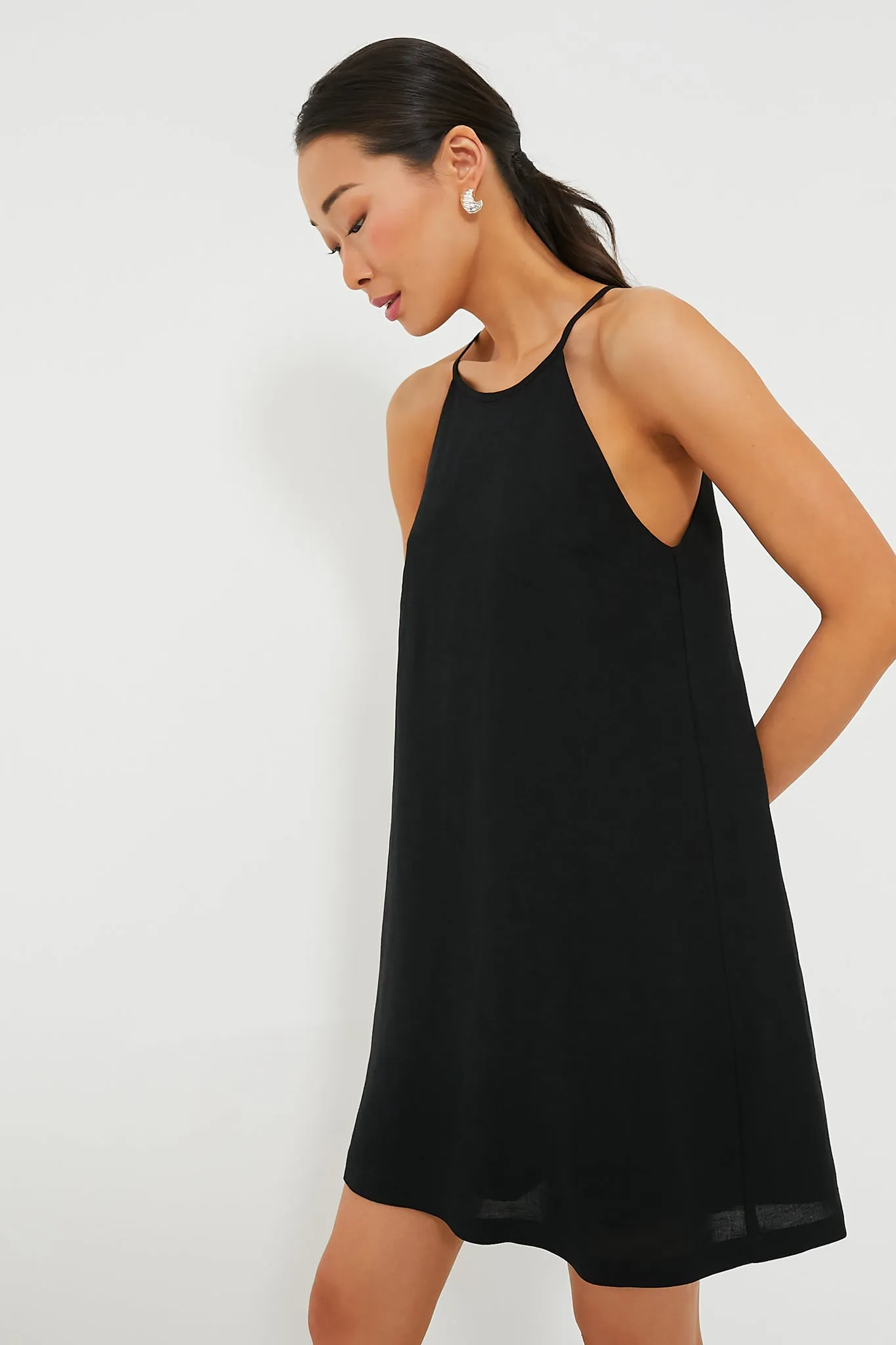 Black Linen High Neck Short Dress sold by Tuckernuck product image thumbnail 3