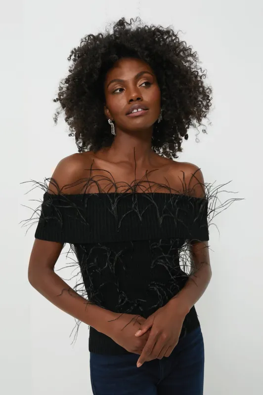 Black Mindy Knit Top made by Tanya Taylor