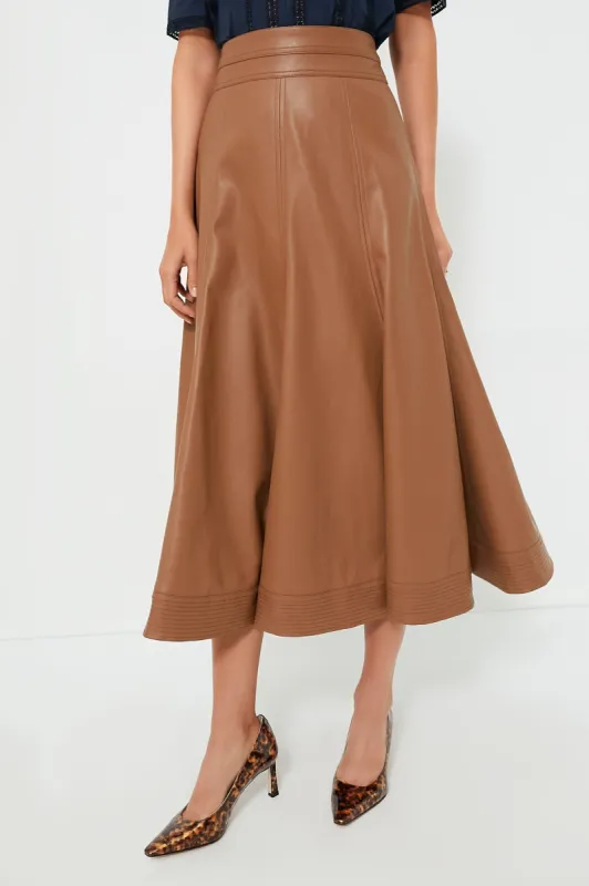 Cognac Leather Brynn Skirt sold by Tuckernuck