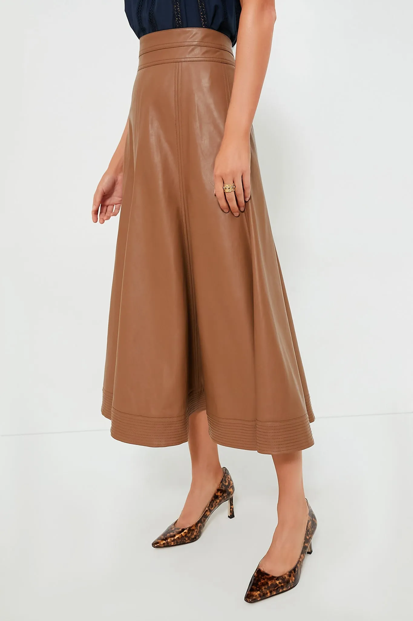 Cognac Leather Brynn Skirt sold by Tuckernuck product image thumbnail 3