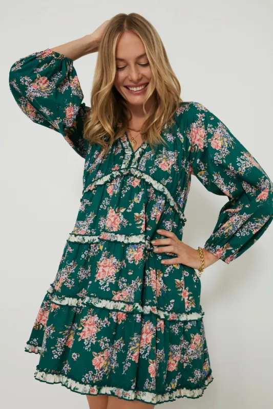 Green Floral Tiered Trina Mini Dress made by Tuckernuck