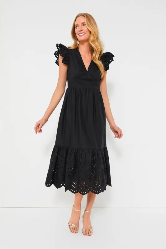 Black Eyelet Marshall Midi Dress sold by Tuckernuck