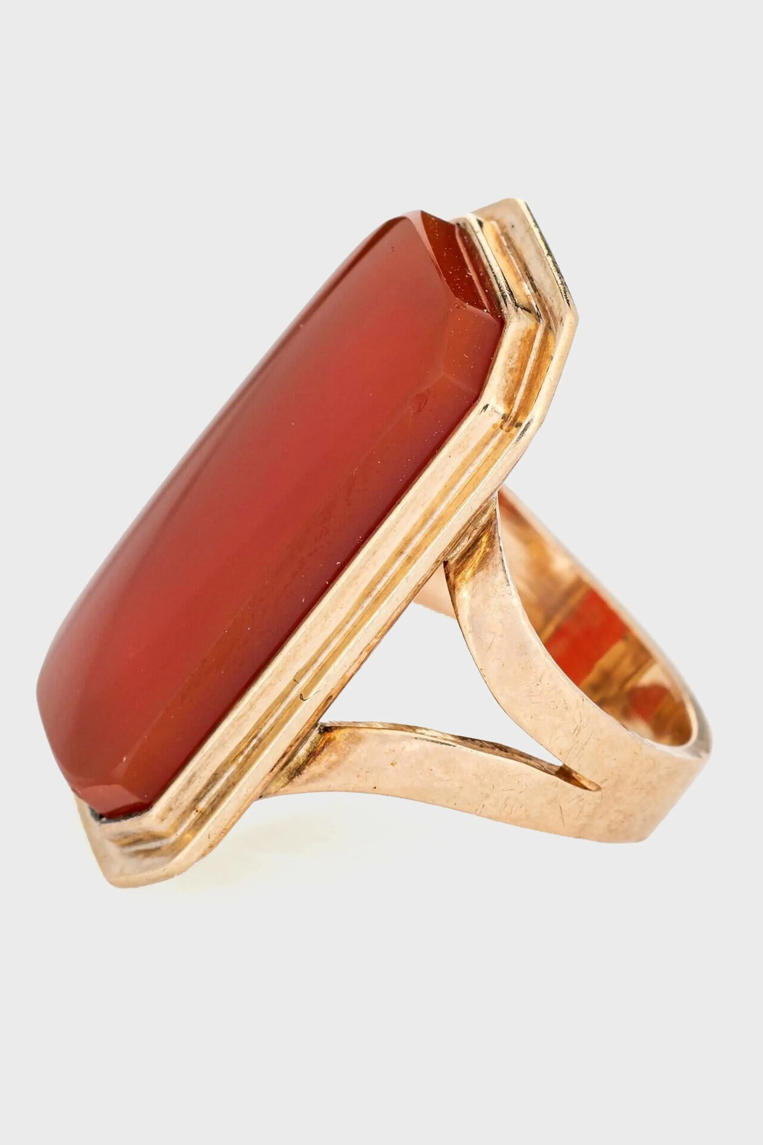 Antique Victorian Carnelian Ring Elongated 14k Yellow Gold Long Pink Band Sz 4 sold by Tuckernuck product image thumbnail 3