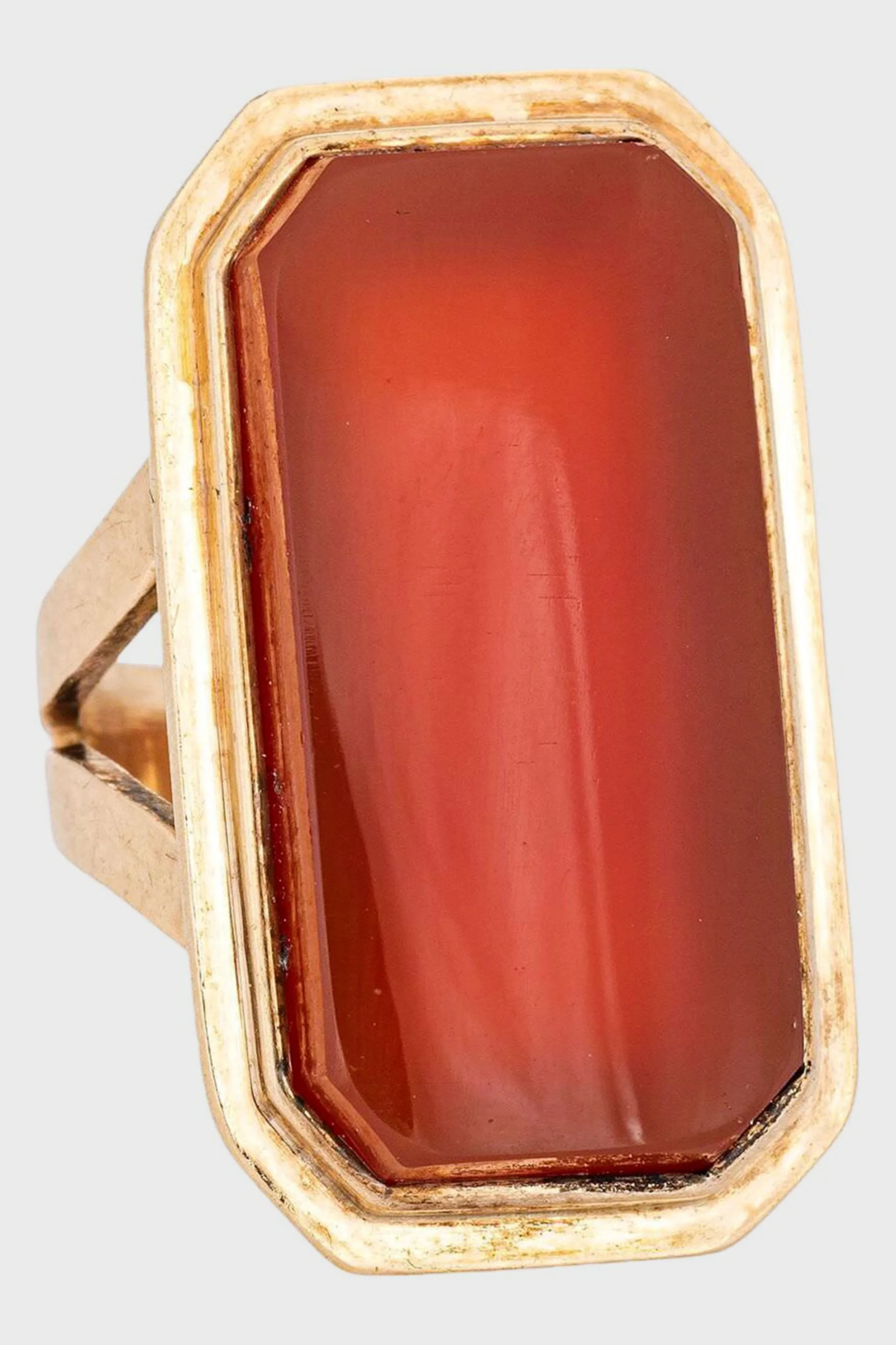 Antique Victorian Carnelian Ring Elongated 14k Yellow Gold Long Pink Band Sz 4 sold by Tuckernuck