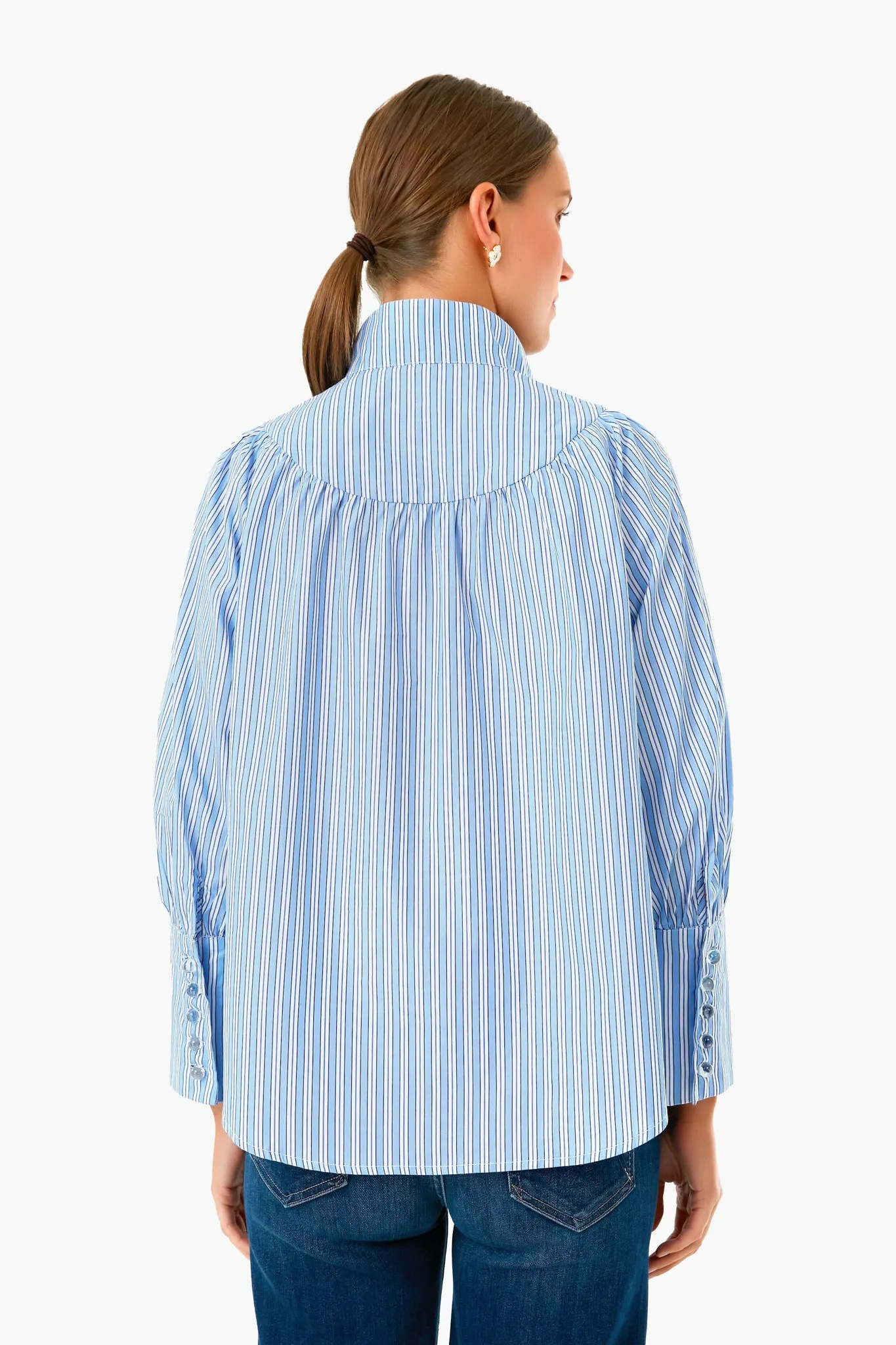 Malibu Blue Stripe Corrigan Blouse sold by Tuckernuck product image thumbnail 4