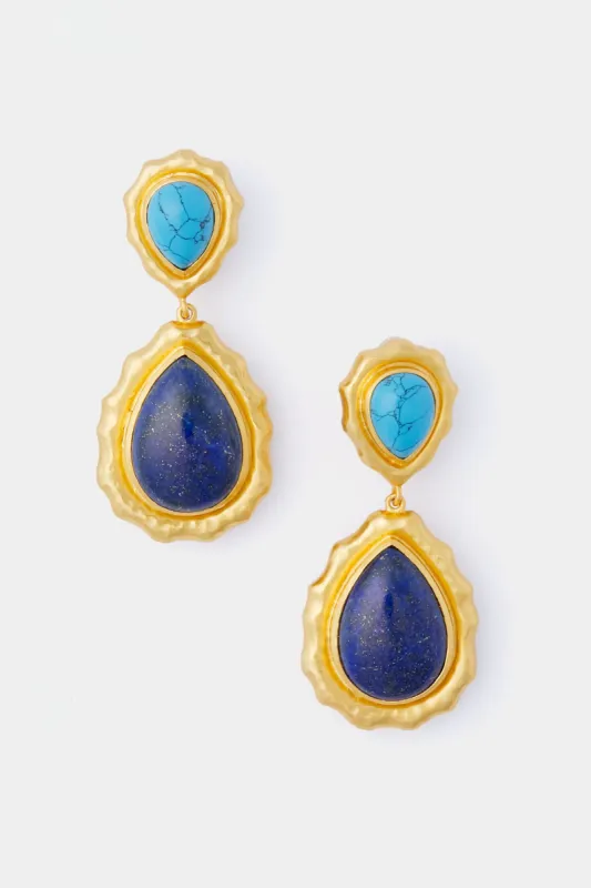 Lapis and Blue Turquoise Paulina Earrings sold by Tuckernuck