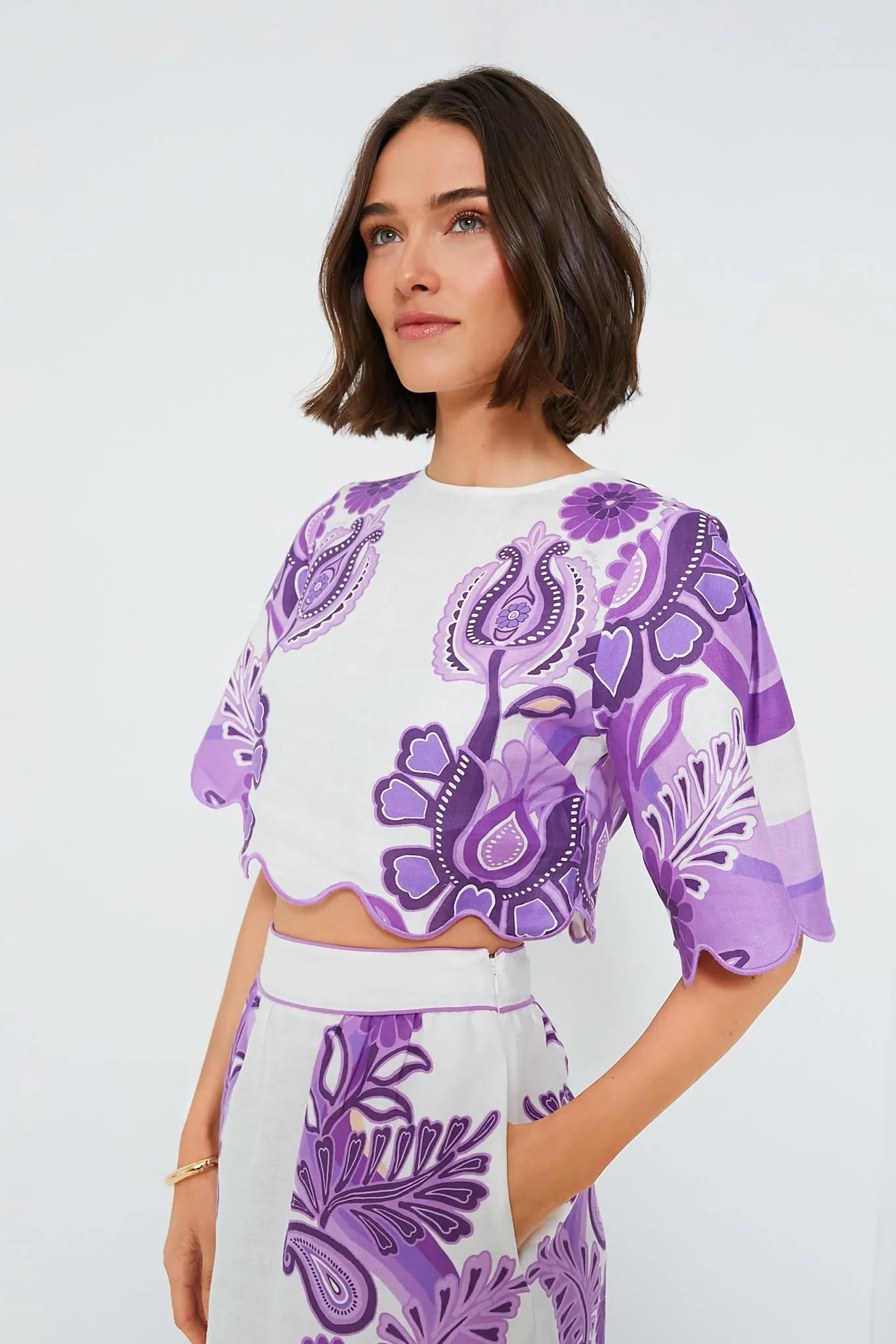 Color Festival Cream Cropped Blouse sold by Tuckernuck product image thumbnail 3
