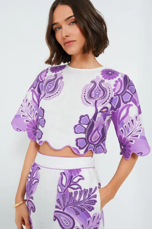Color Festival Cream Cropped Blouse made by FARM Rio