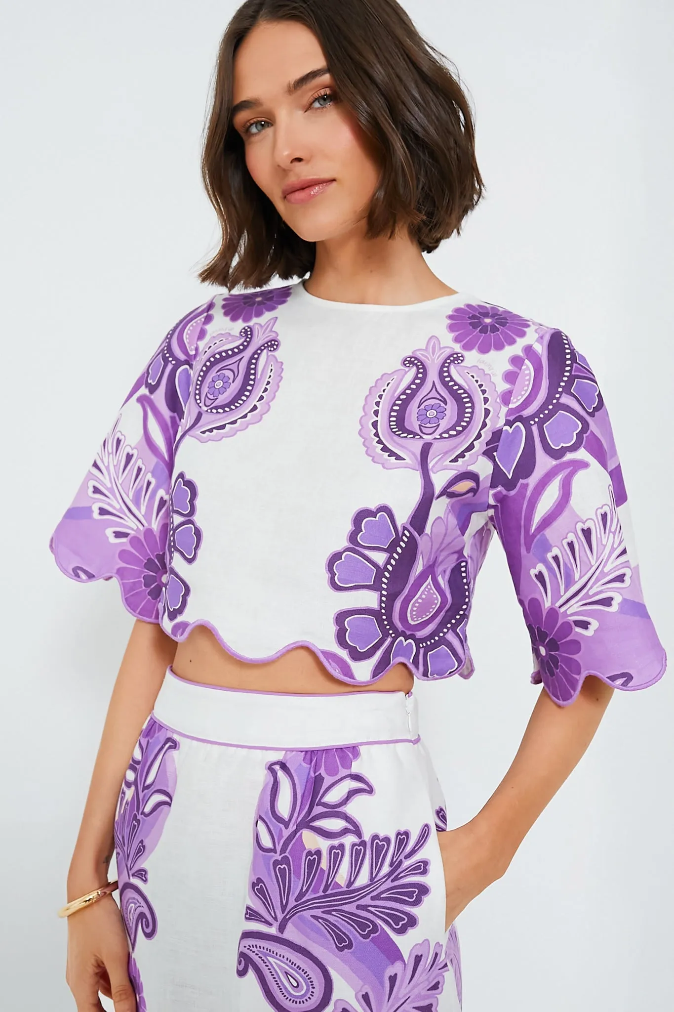 Color Festival Cream Cropped Blouse sold by Tuckernuck