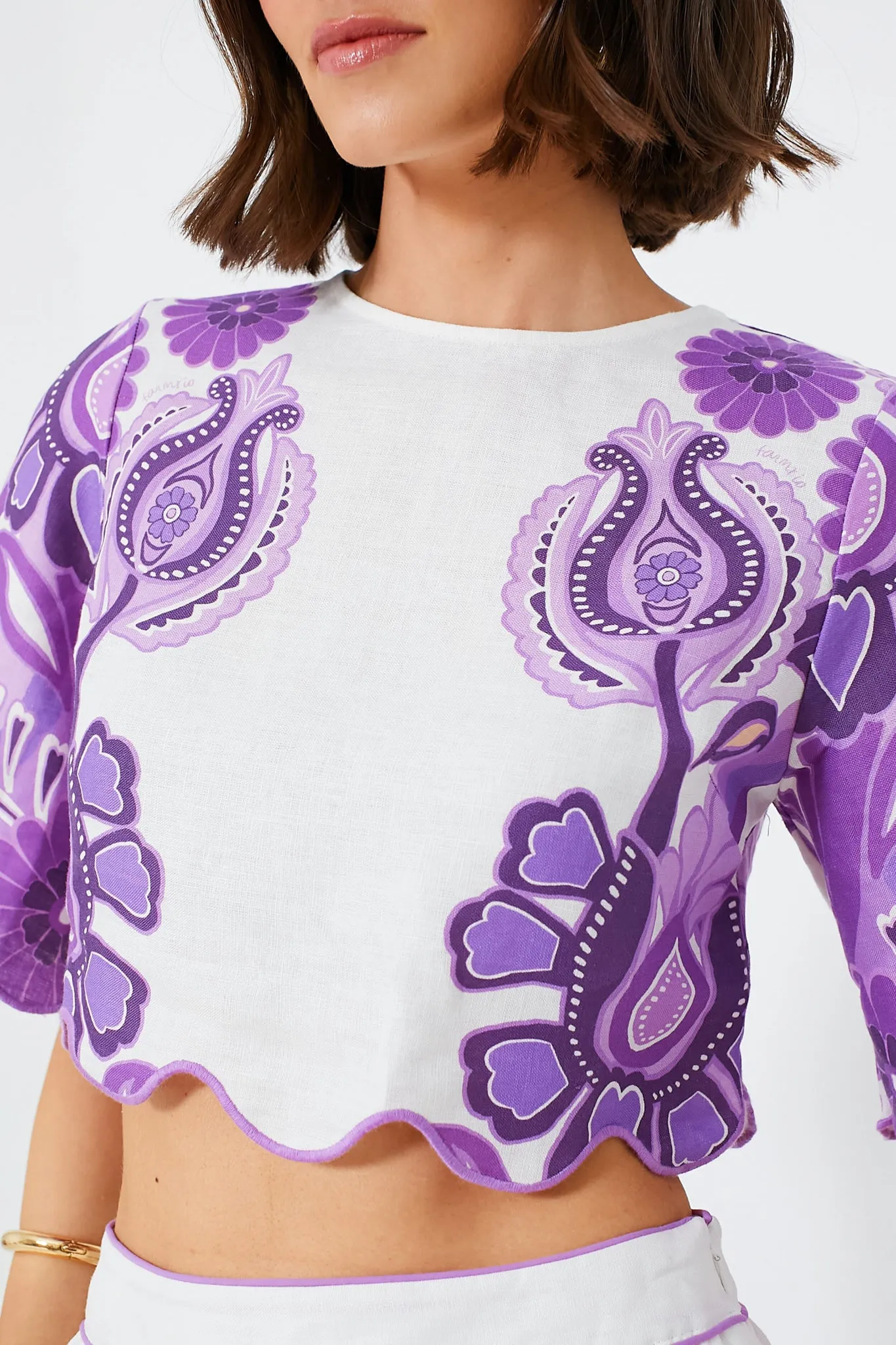 Color Festival Cream Cropped Blouse sold by Tuckernuck product image thumbnail 5