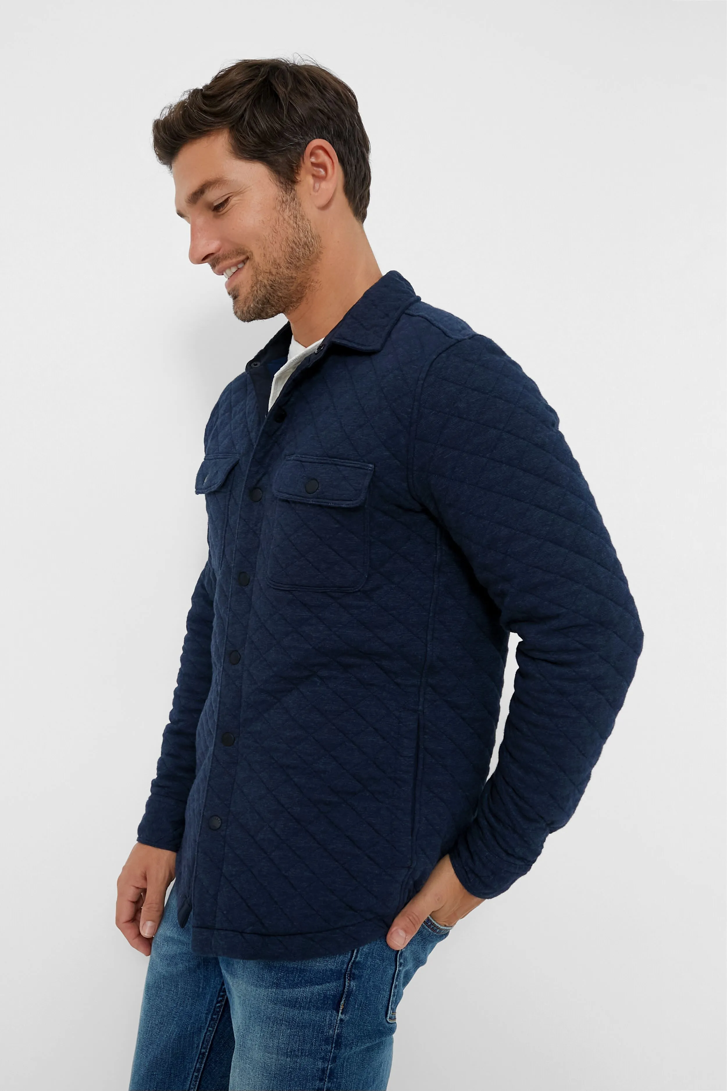 Navy Melange Epic Quilted Fleece CPO sold by Tuckernuck product image thumbnail 3