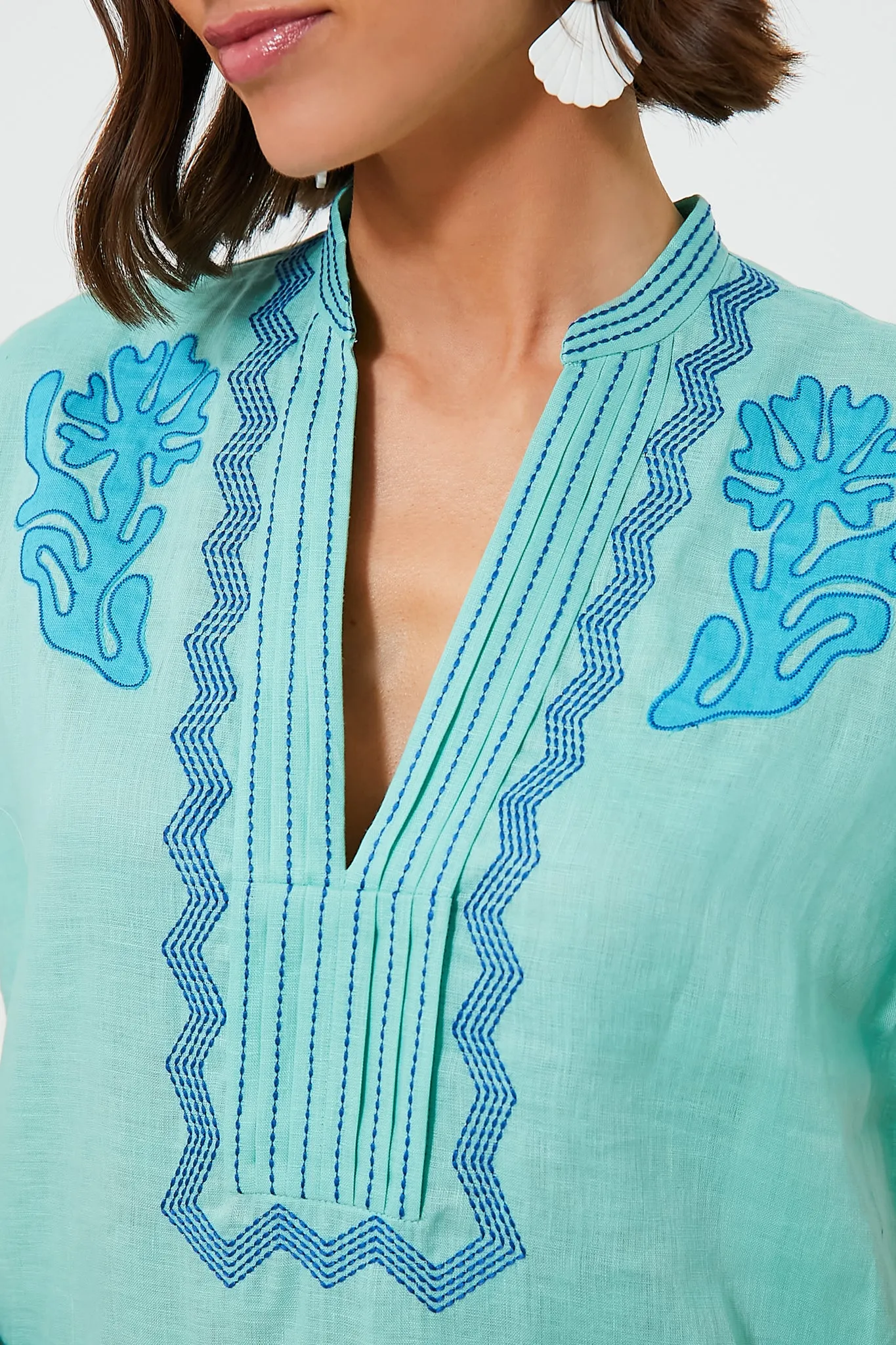 Seafoam Embroidered Aree Kaftan sold by Tuckernuck product image thumbnail 5