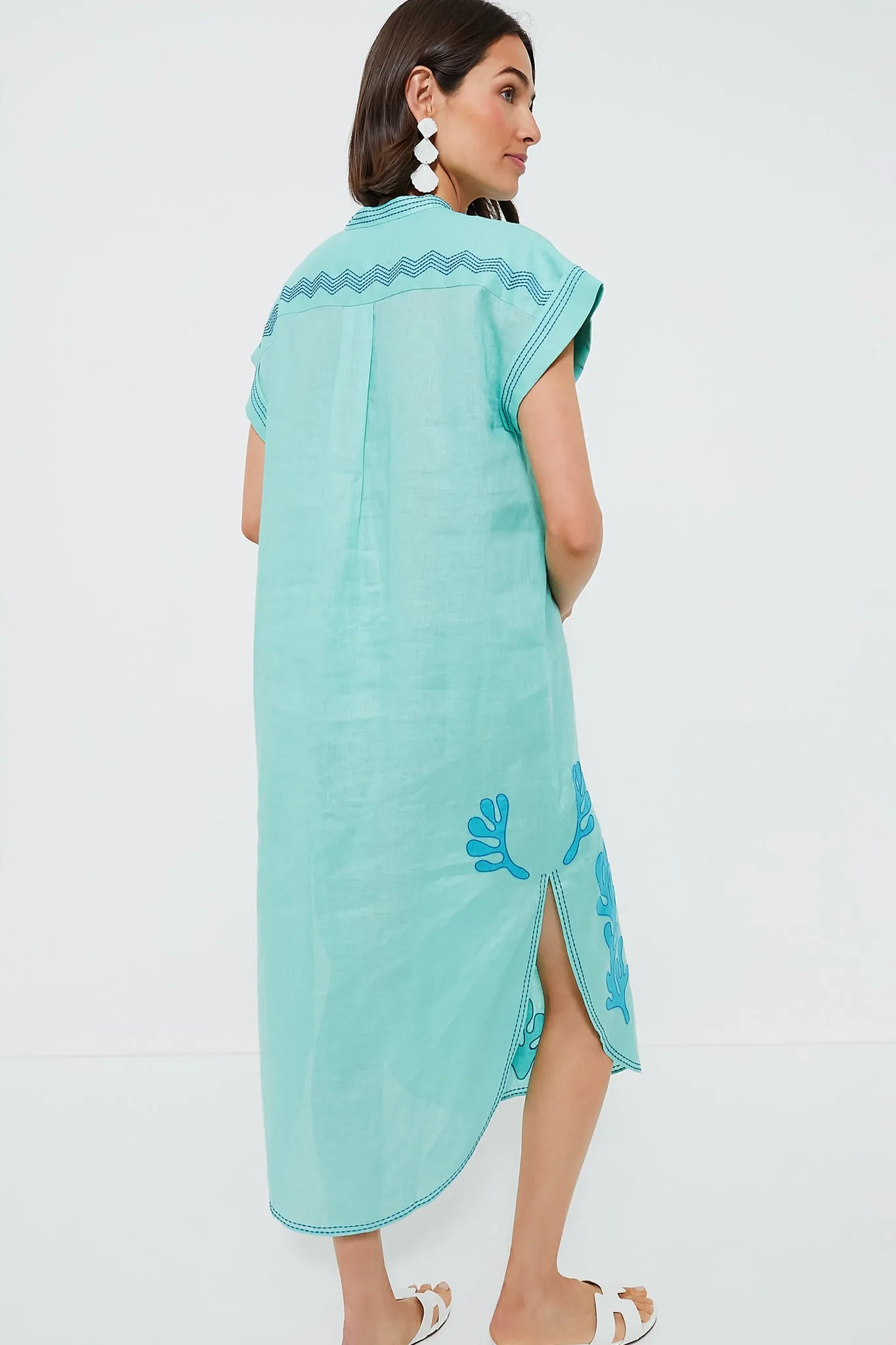 Seafoam Embroidered Aree Kaftan sold by Tuckernuck product image thumbnail 4