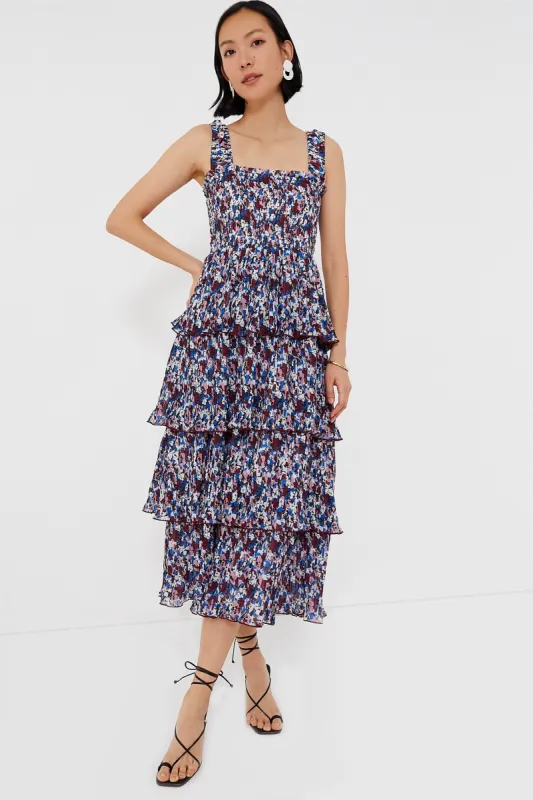Multi Pleated Georgette Flounce Smock Midi Dress sold by Tuckernuck