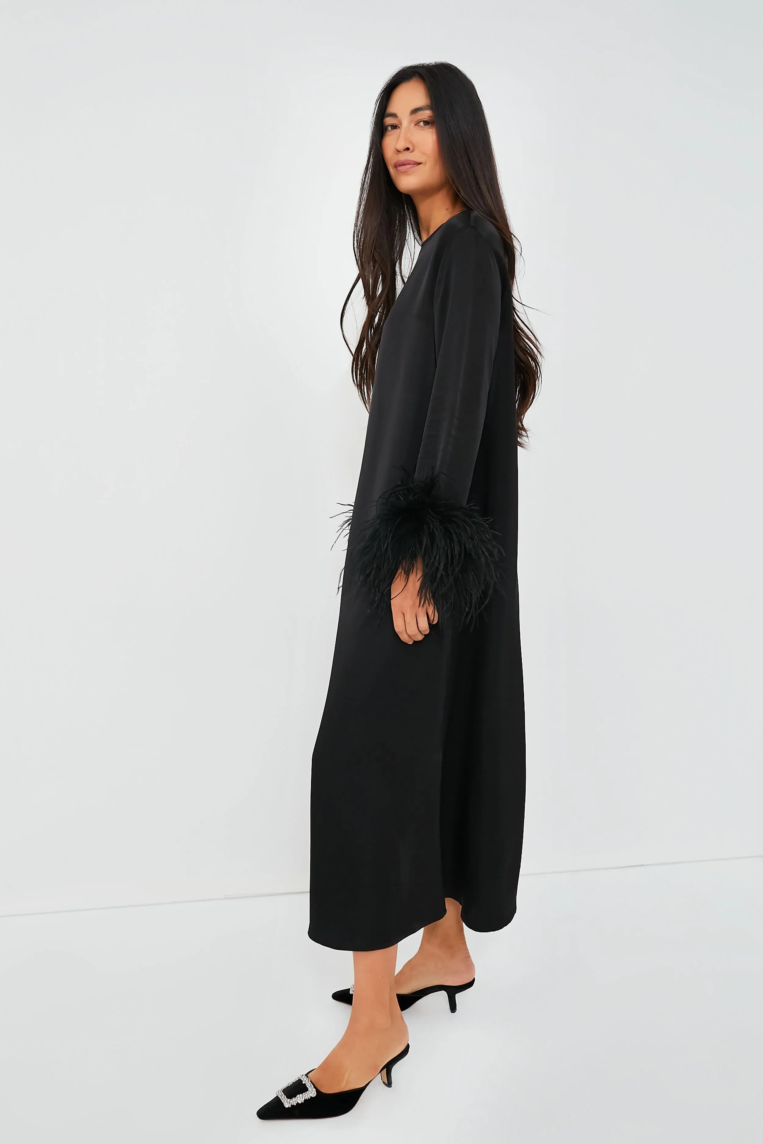 Black Suzi Maxi Dress with Detachable Feathers sold by Tuckernuck product image thumbnail 3