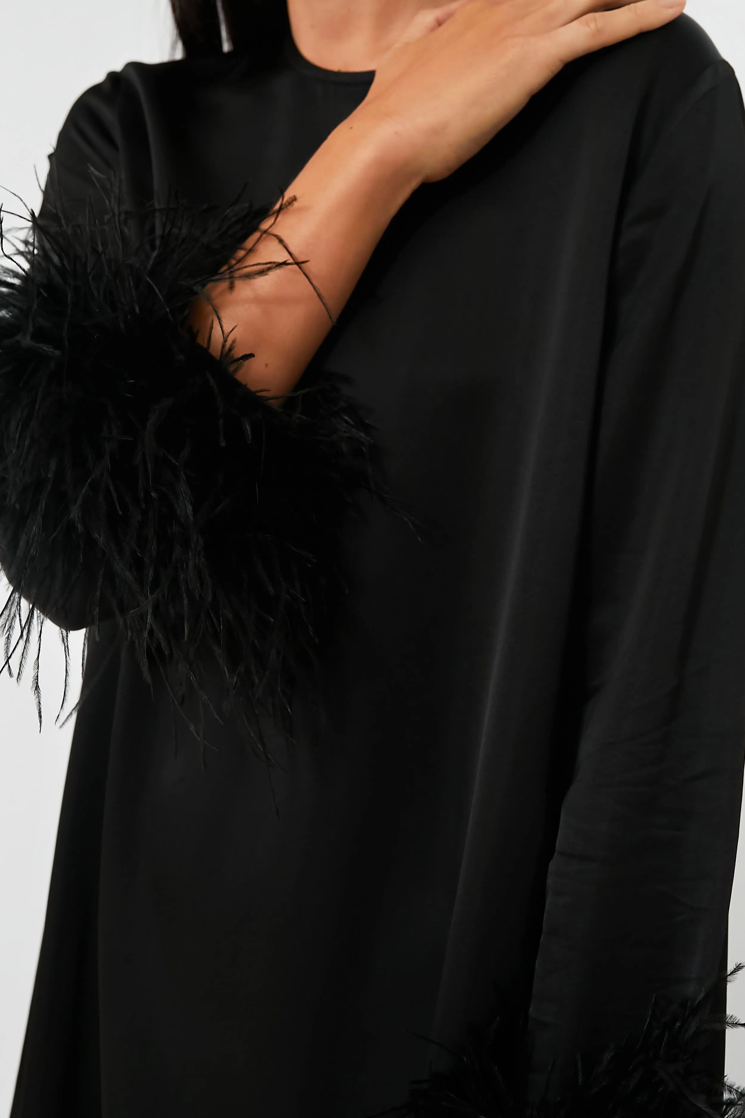 Black Suzi Maxi Dress with Detachable Feathers sold by Tuckernuck product image thumbnail 4