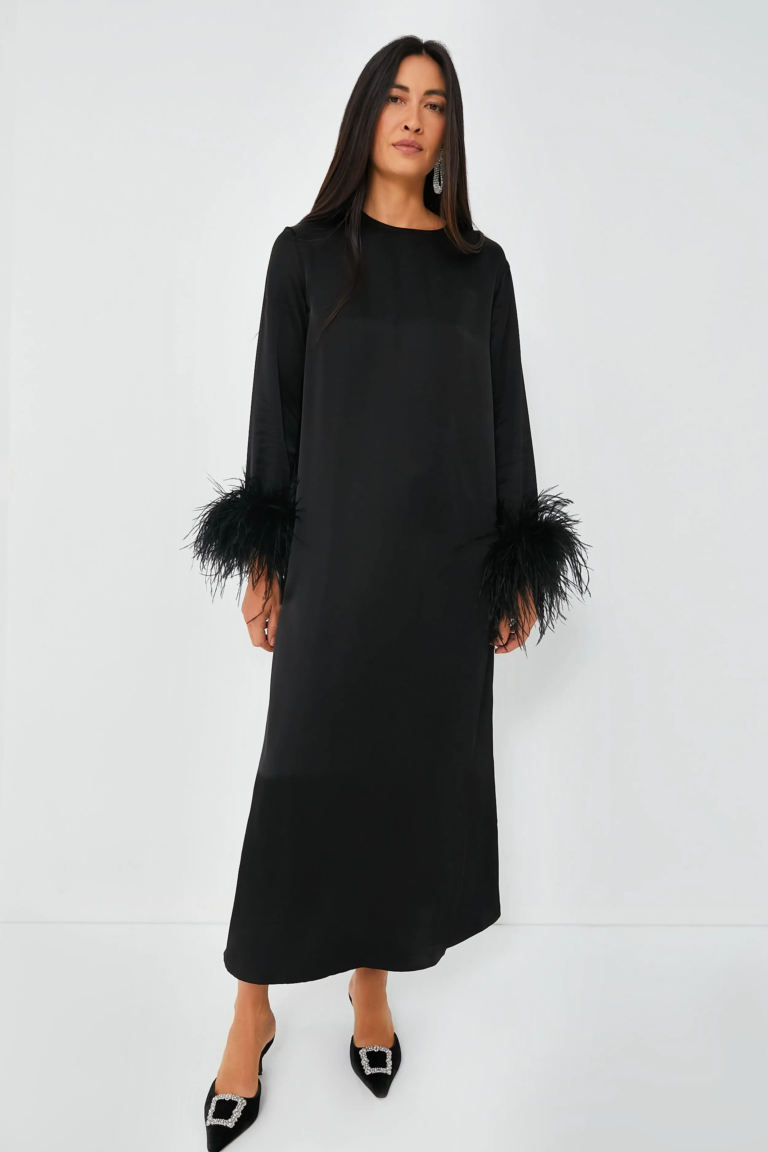 Black Suzi Maxi Dress with Detachable Feathers sold by Tuckernuck product image thumbnail 2