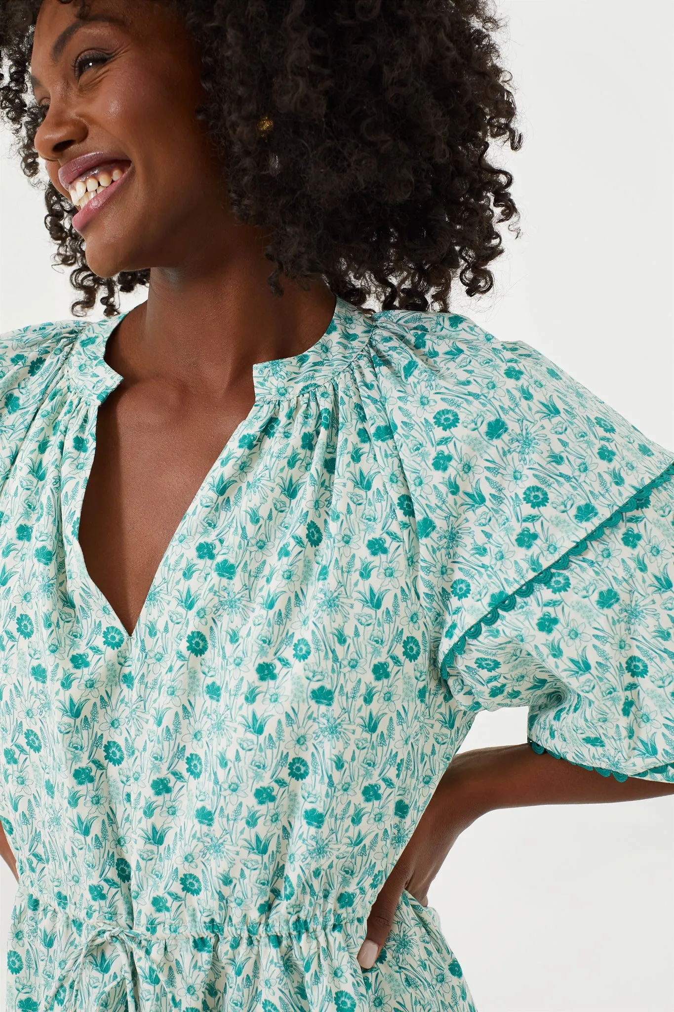 Green and White Ditsy Floral Matilda Mini Dress sold by Tuckernuck product image thumbnail 5