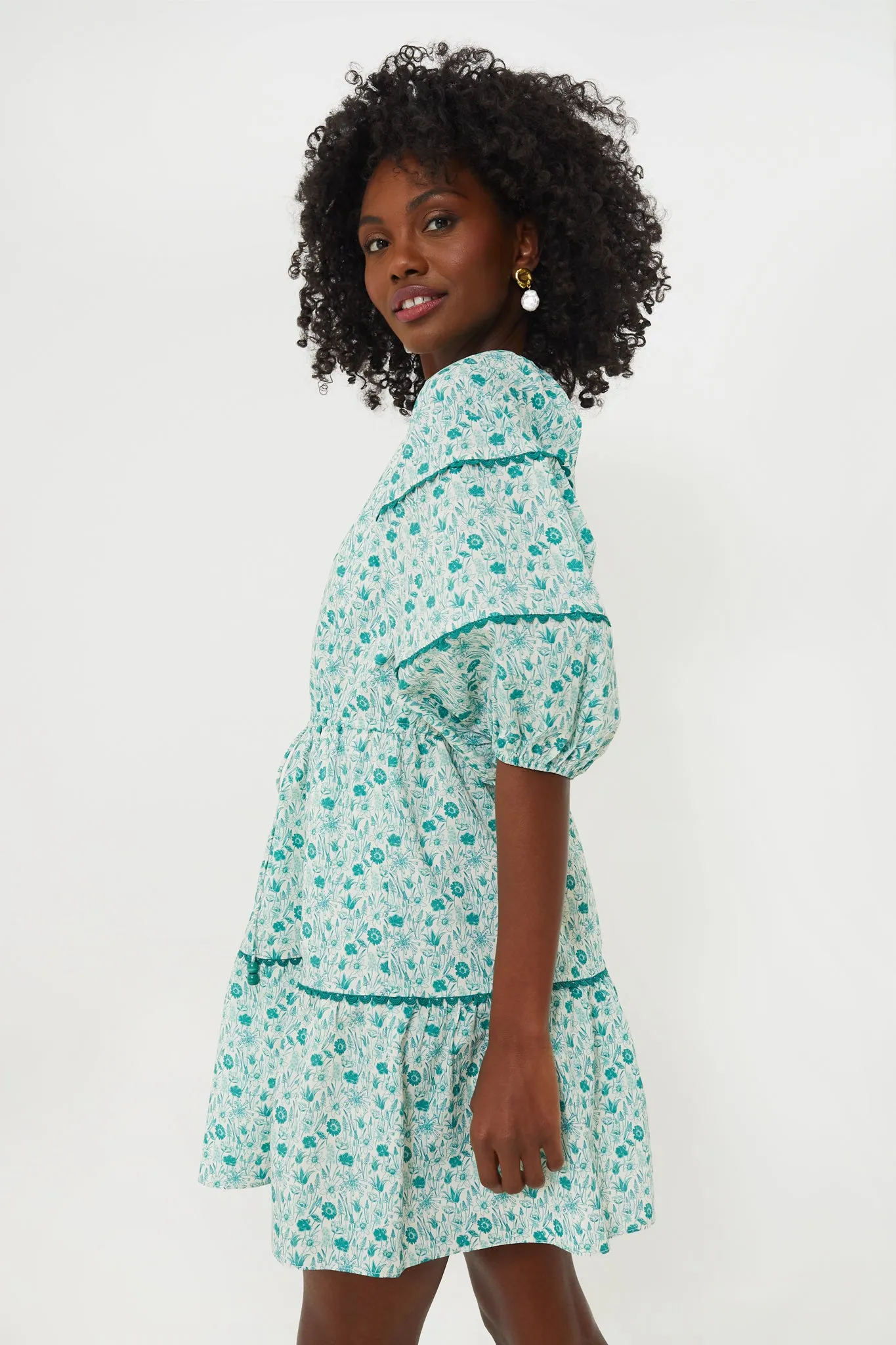 Green and White Ditsy Floral Matilda Mini Dress sold by Tuckernuck product image thumbnail 3