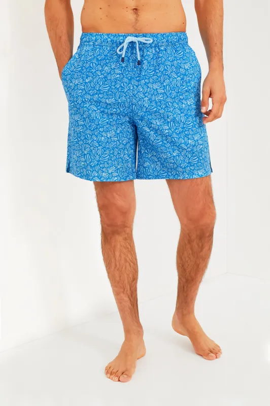 Blue Macaw Henri Botanical Swim Trunk sold by Tuckernuck