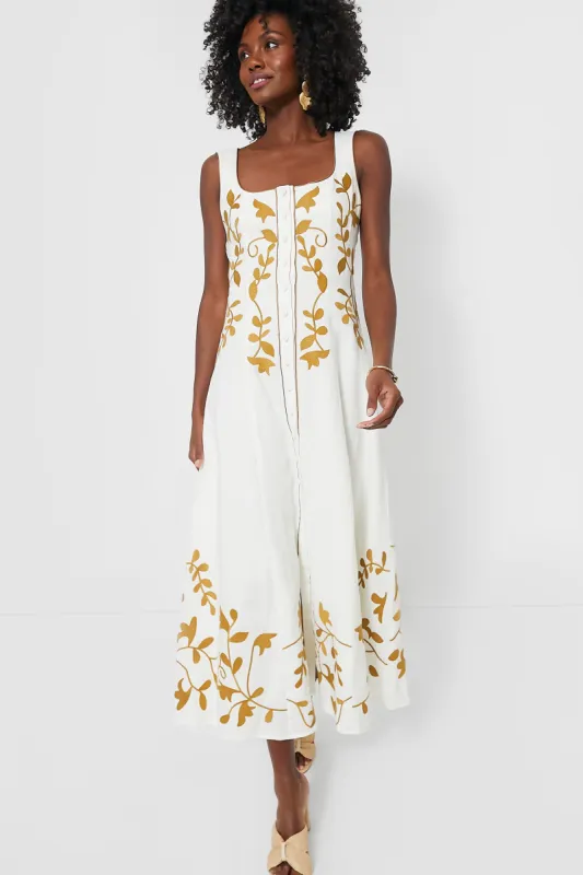 Off White and Mustard Mila Dress sold by Tuckernuck