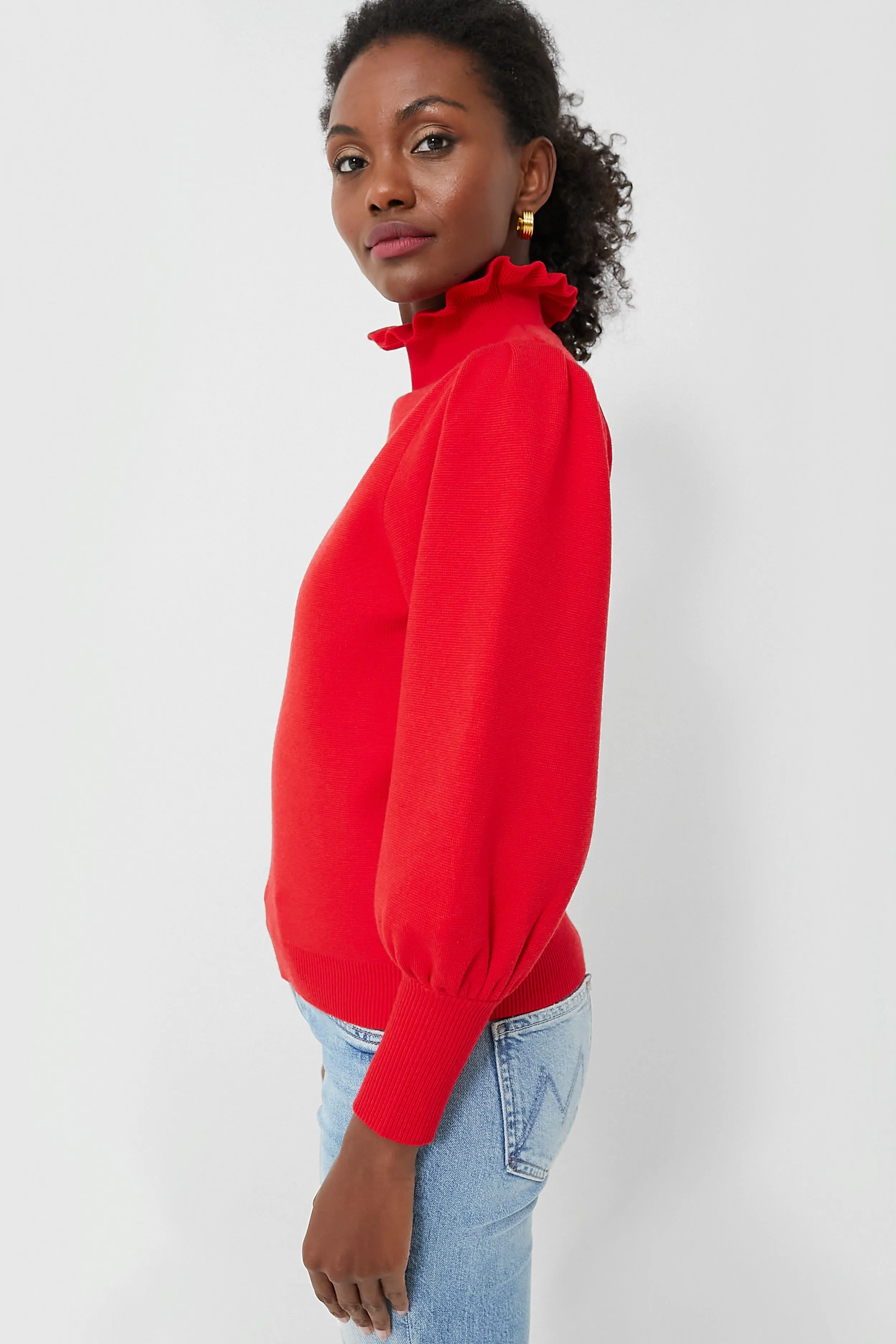 Red Ruffle Collar Raley Sweater sold by Tuckernuck product image thumbnail 3