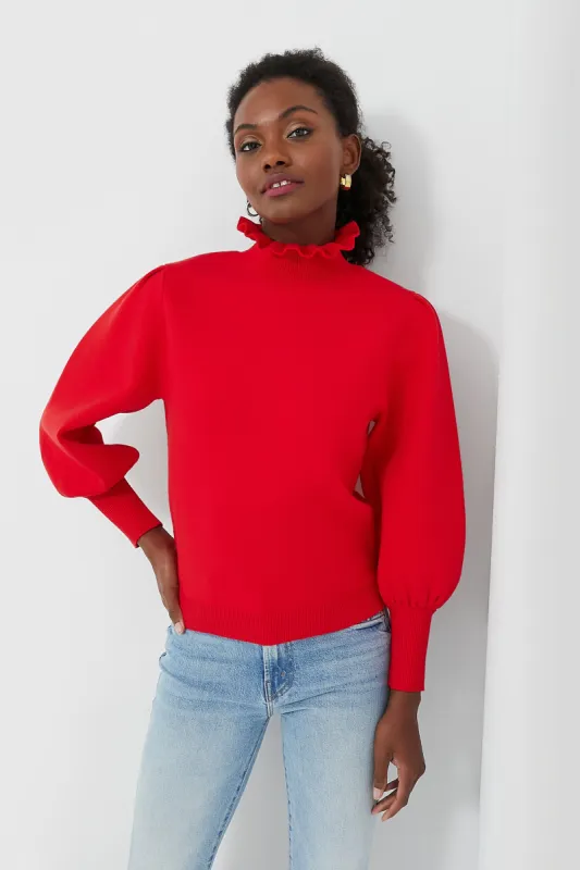 Red Ruffle Collar Raley Sweater sold by Tuckernuck