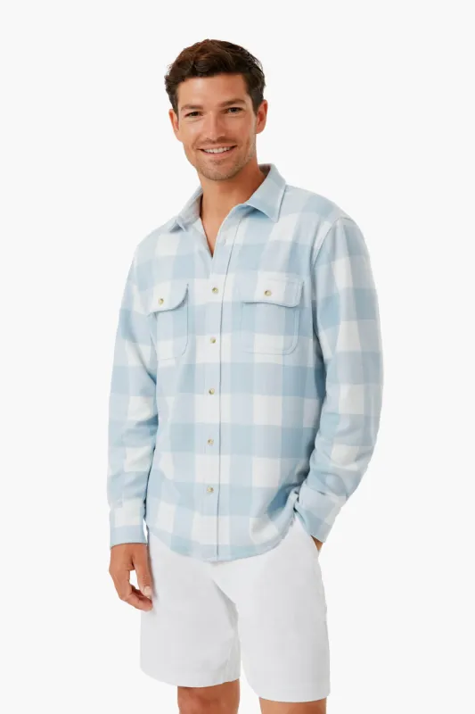 Light Blue Plaid Dunewood Stretch Flannel sold by Tuckernuck