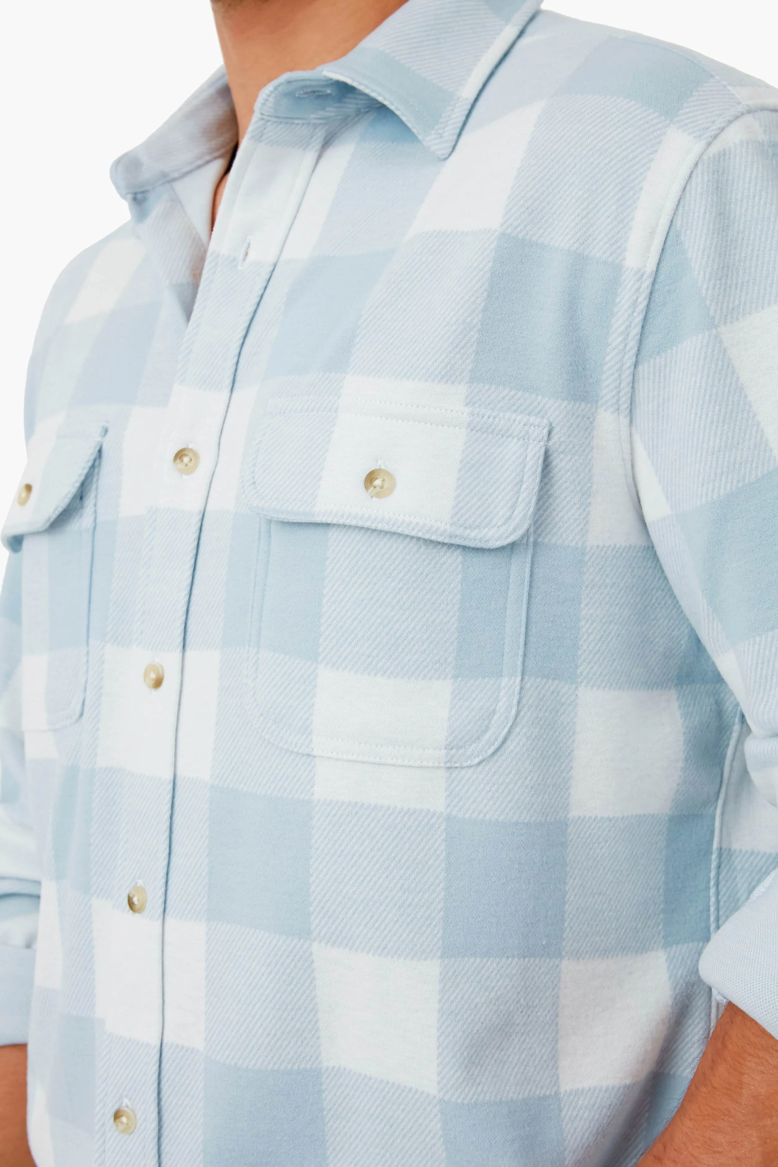 Light Blue Plaid Dunewood Stretch Flannel sold by Tuckernuck product image thumbnail 5