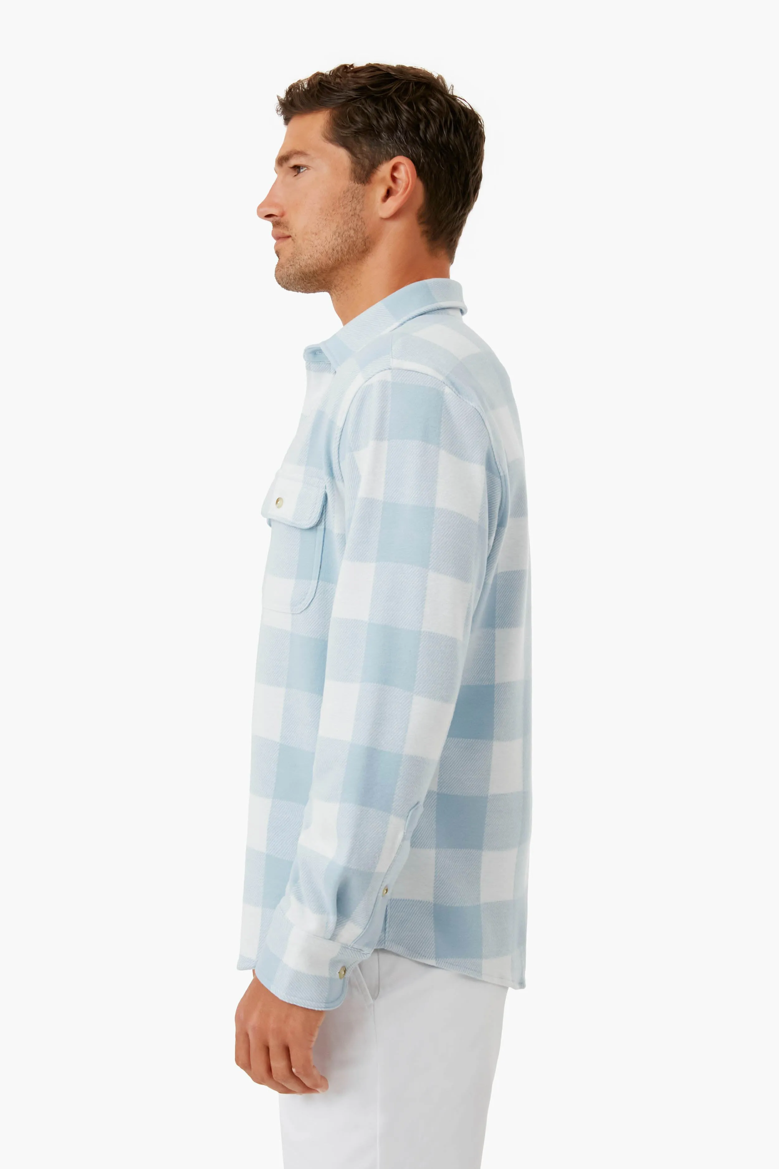 Light Blue Plaid Dunewood Stretch Flannel sold by Tuckernuck product image thumbnail 3