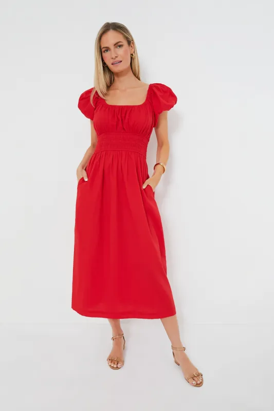 Red Puff Sleeve Flynn Dress sold by Tuckernuck