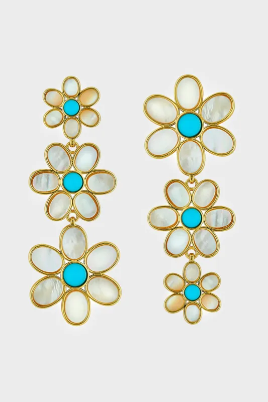 Turquoise Daisy Triple Earrings sold by Tuckernuck